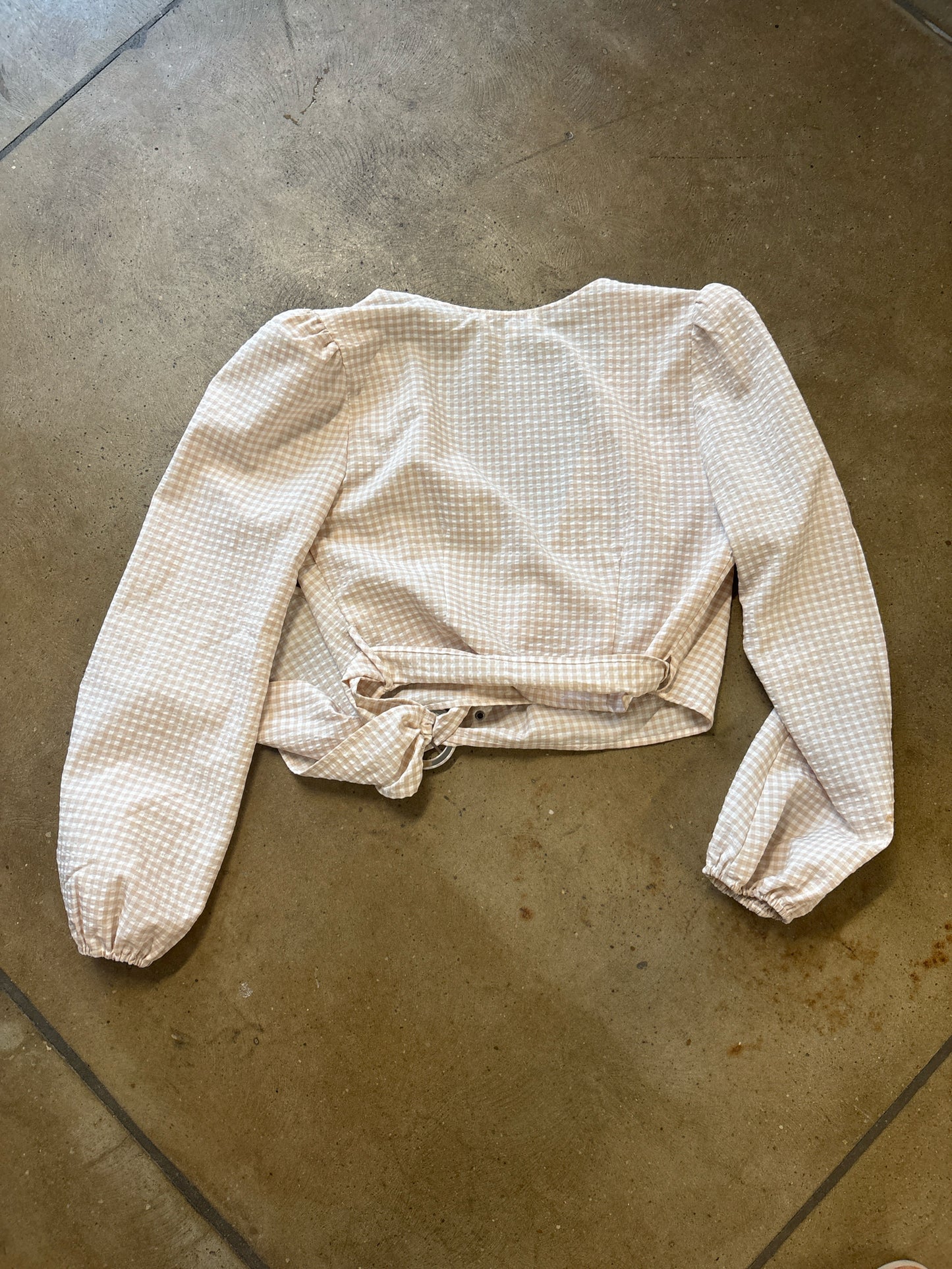 Emory Park Size S White/Tan Checkered Top
