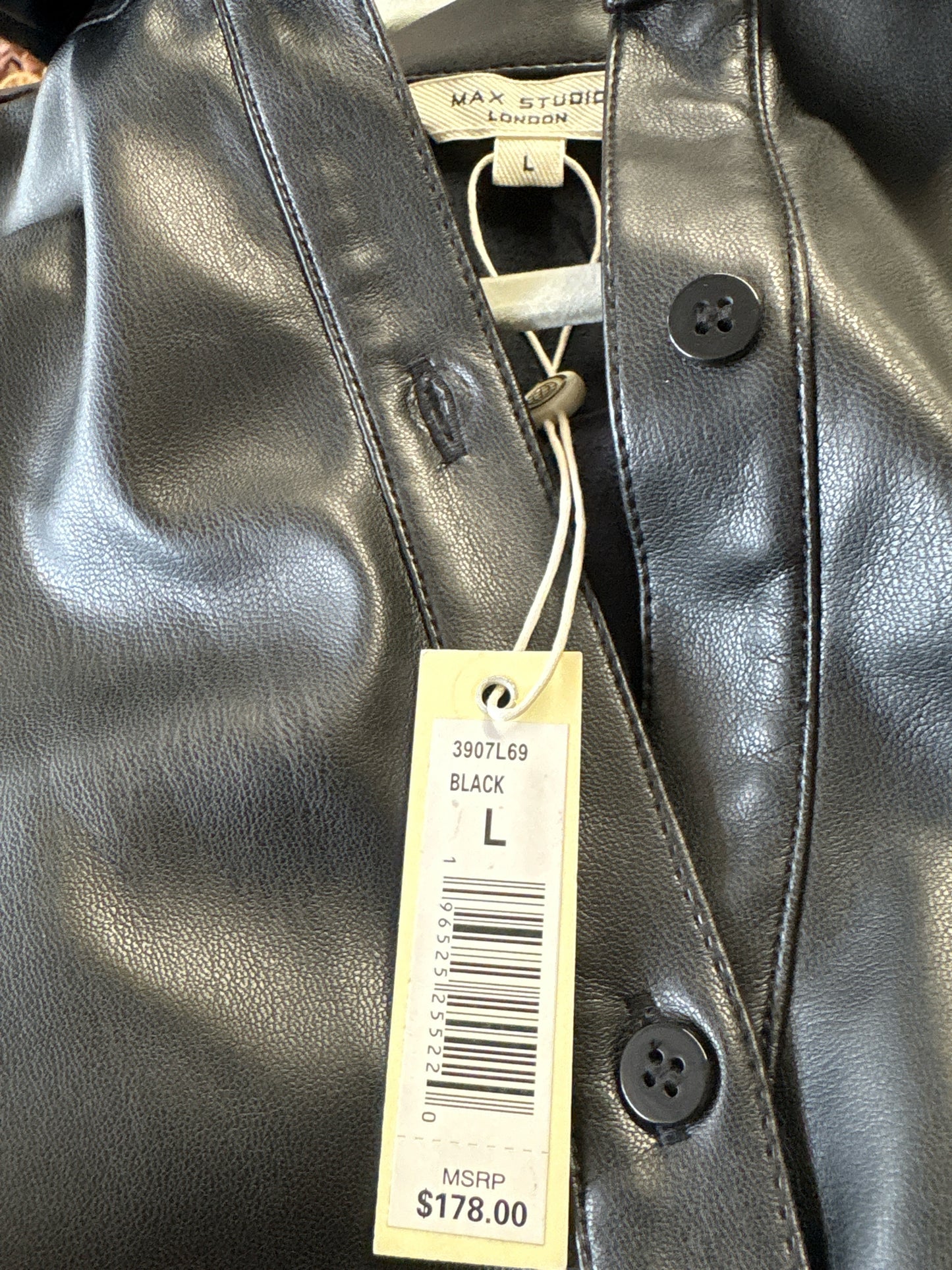 Max Studio Size L Black Leather Dress