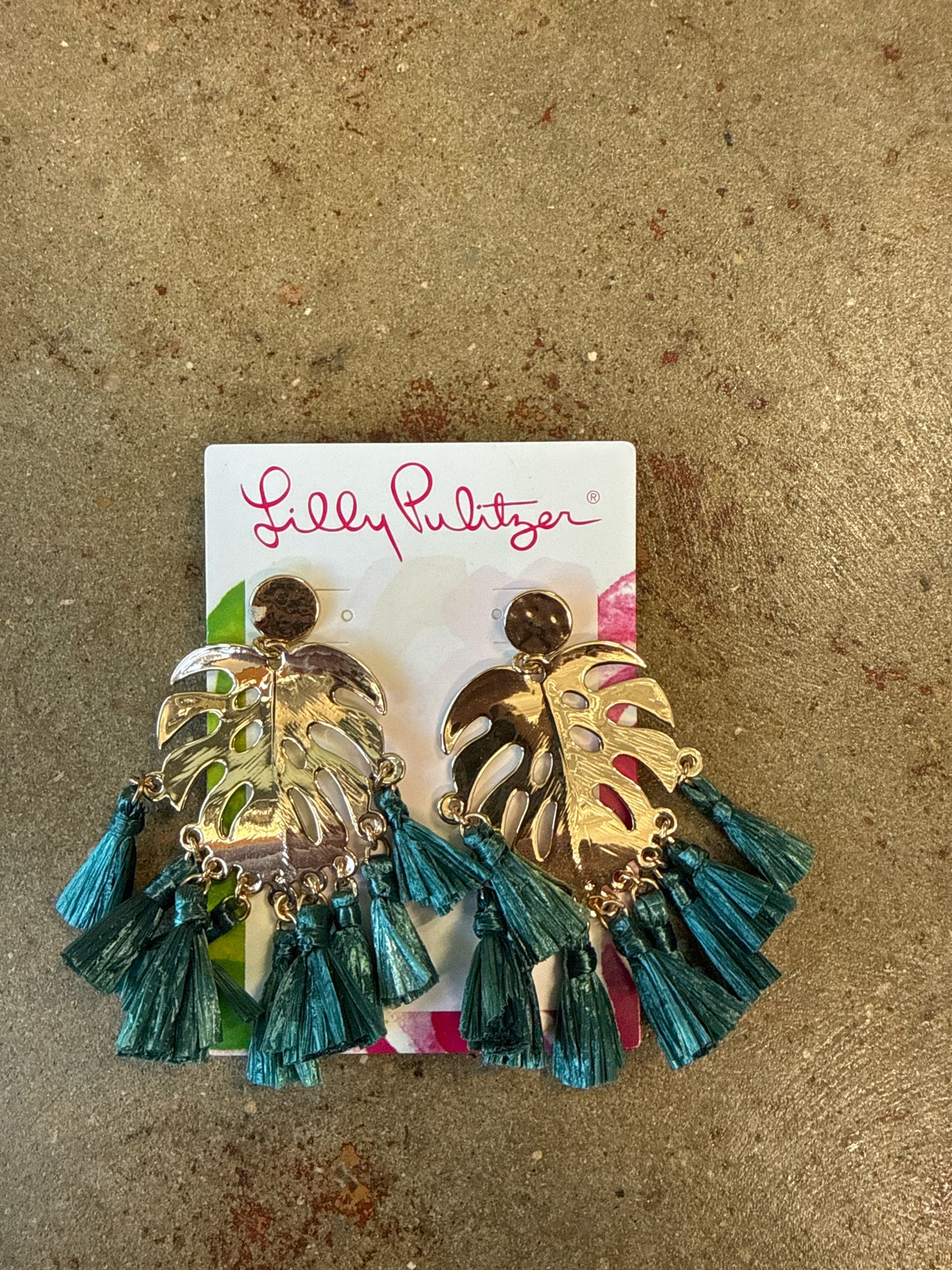 Lilly Pulitzer Gold/Green Leaves Earrings