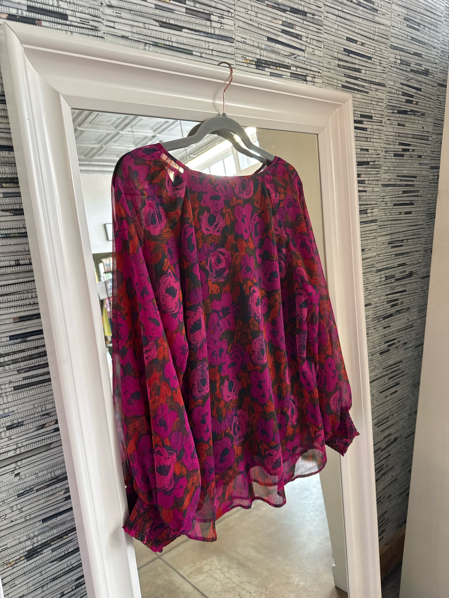 Esqualo Size 10 Magenta/multi Floral Top