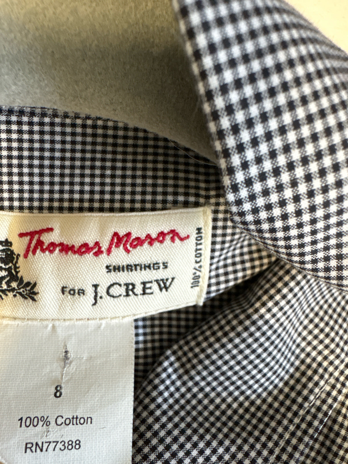 J. CREW Size 8 Black & White Checkered Top