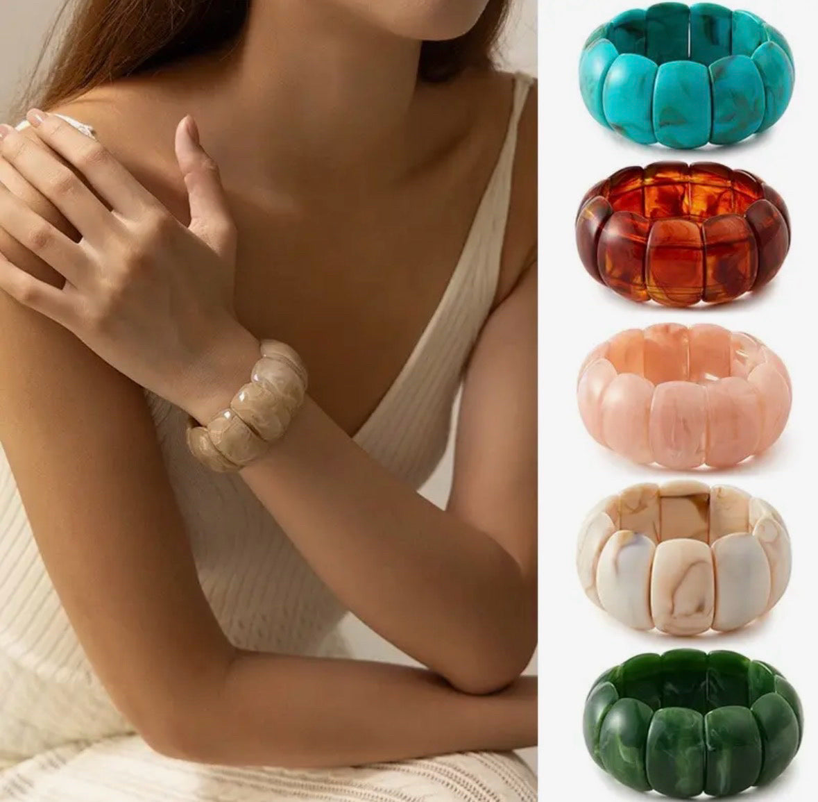 Color Block Acrylic Bracelet