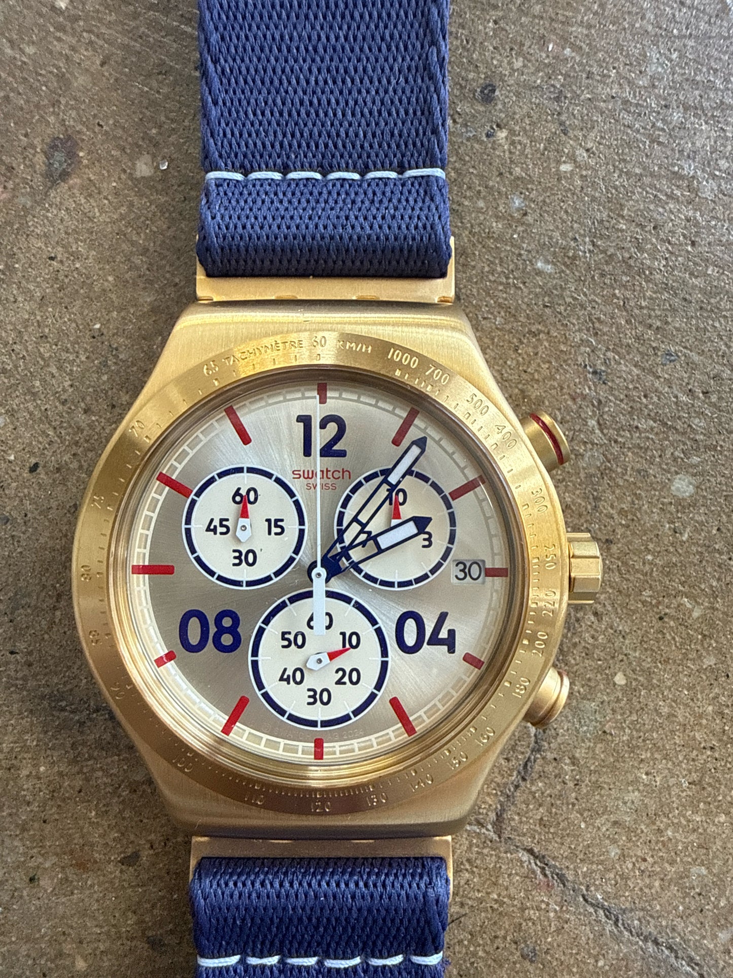 Swatch Blue/Gold Watch