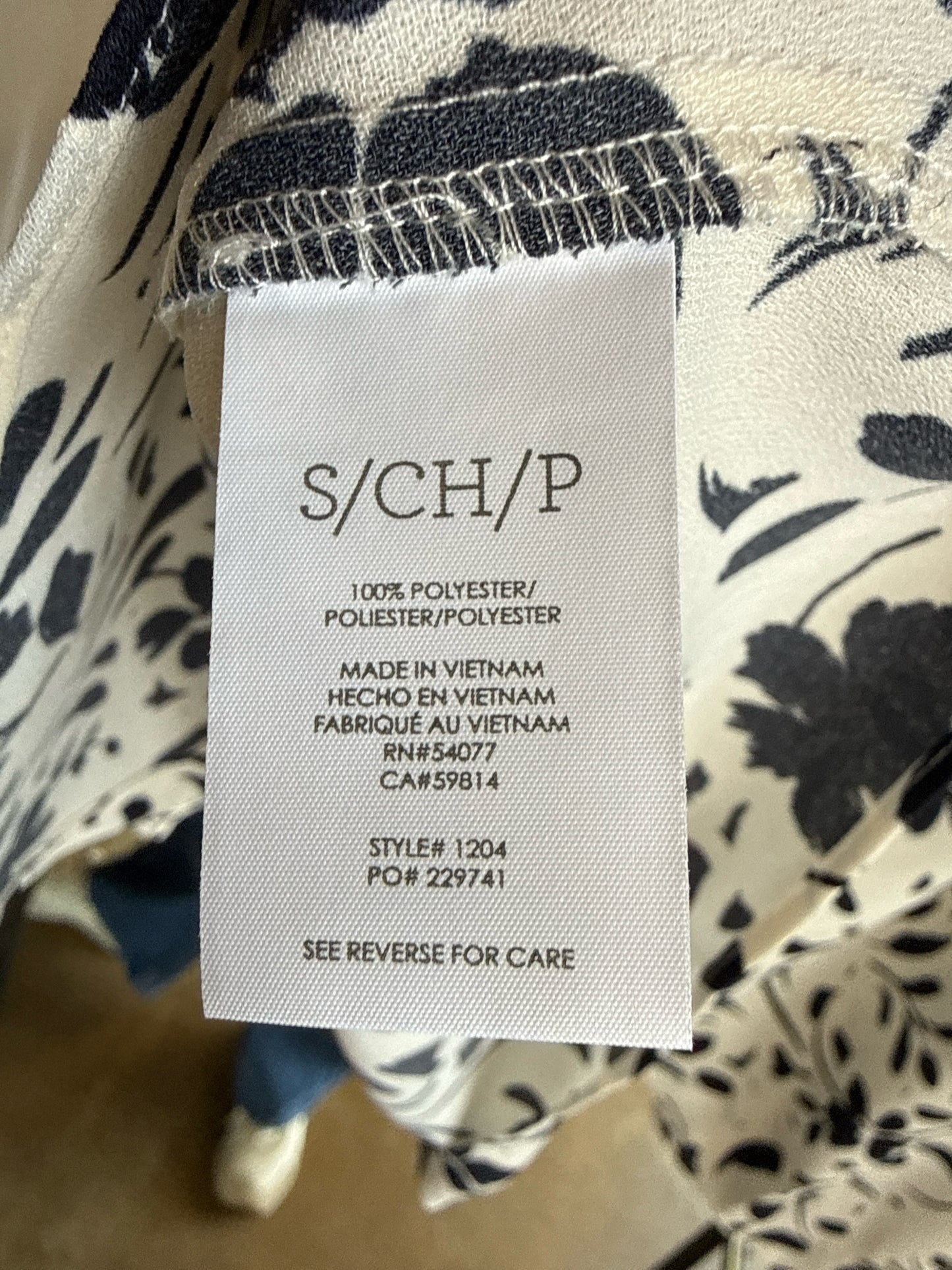 Cabi Size S White/Black Floral Top