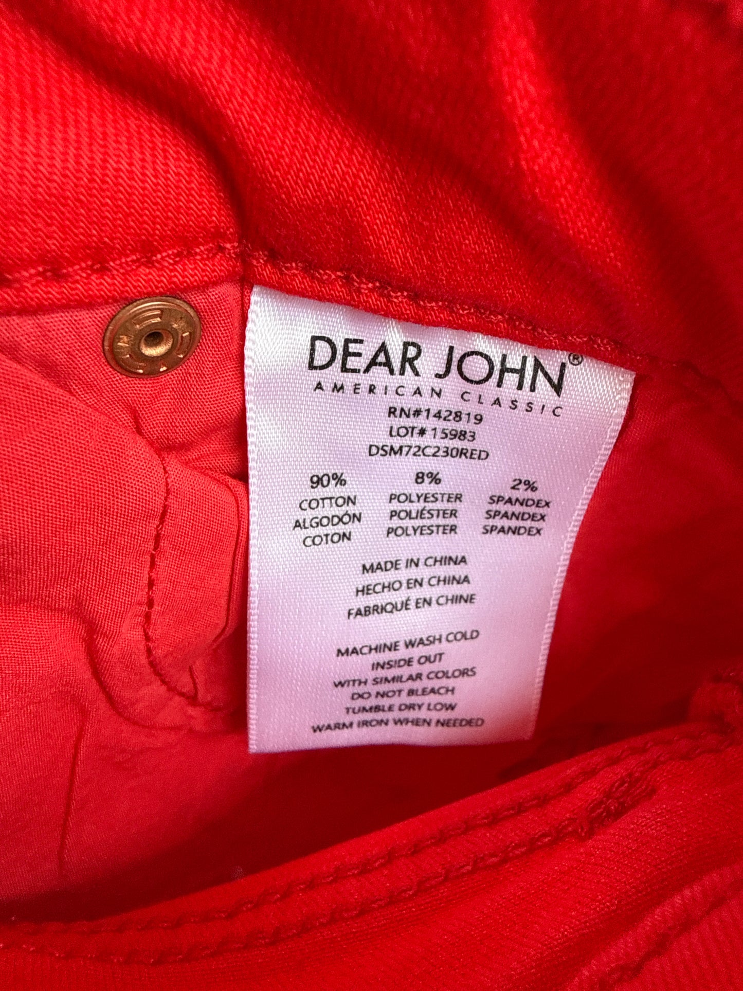 Dear John Size 24 Red Shorts