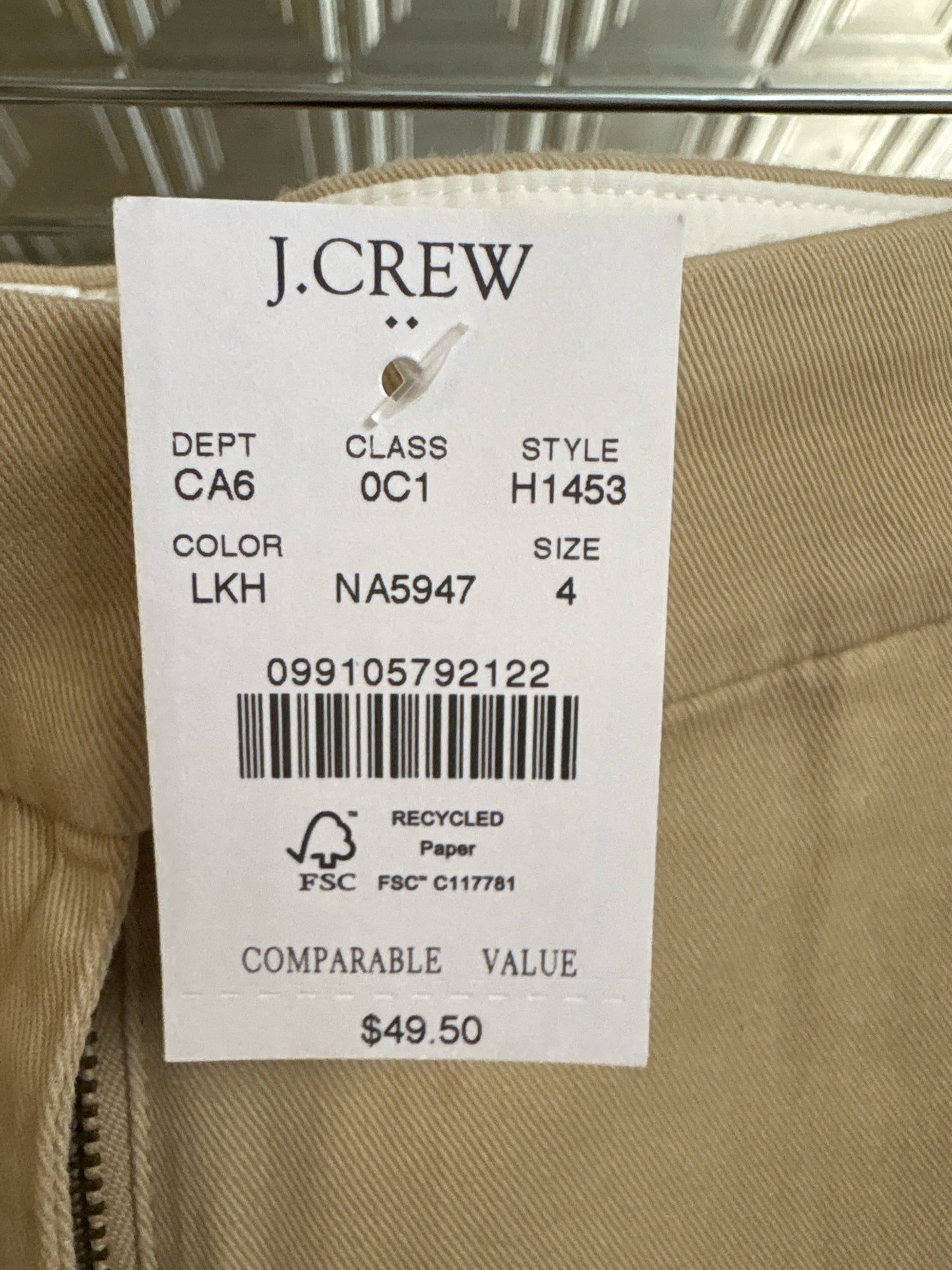 J. CREW Size 4 Khaki Shorts