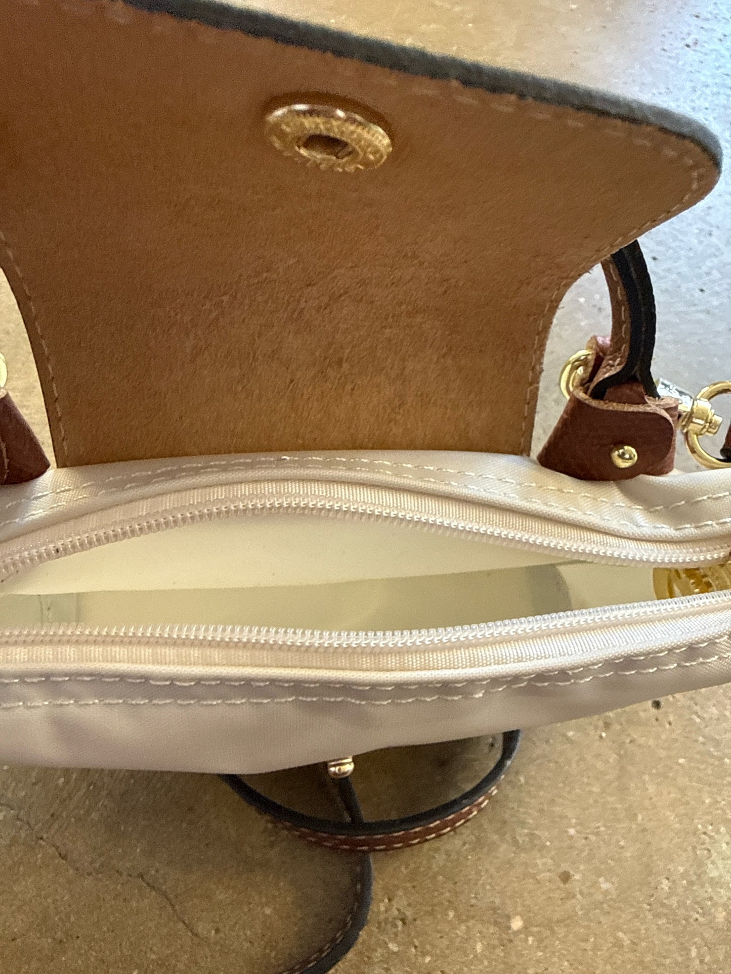 Longchamp Cream/Brown Purse