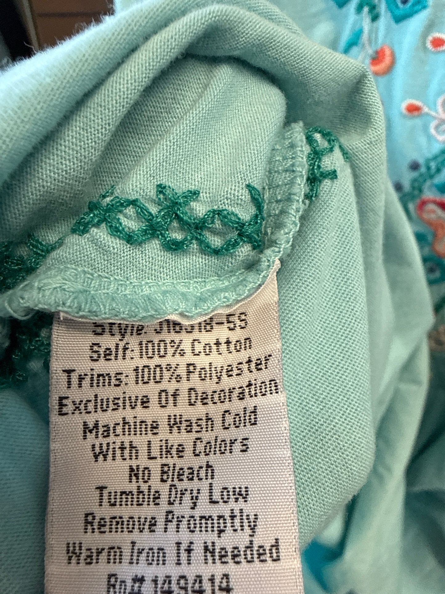 Johnny Was Size M Teal Top
