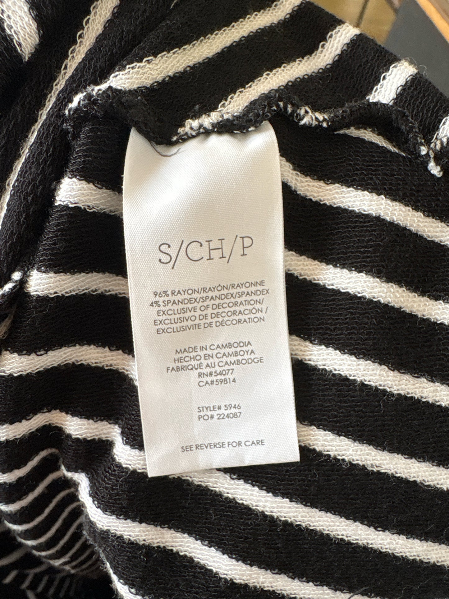 Cabi Size S Black/White Stripe Dress
