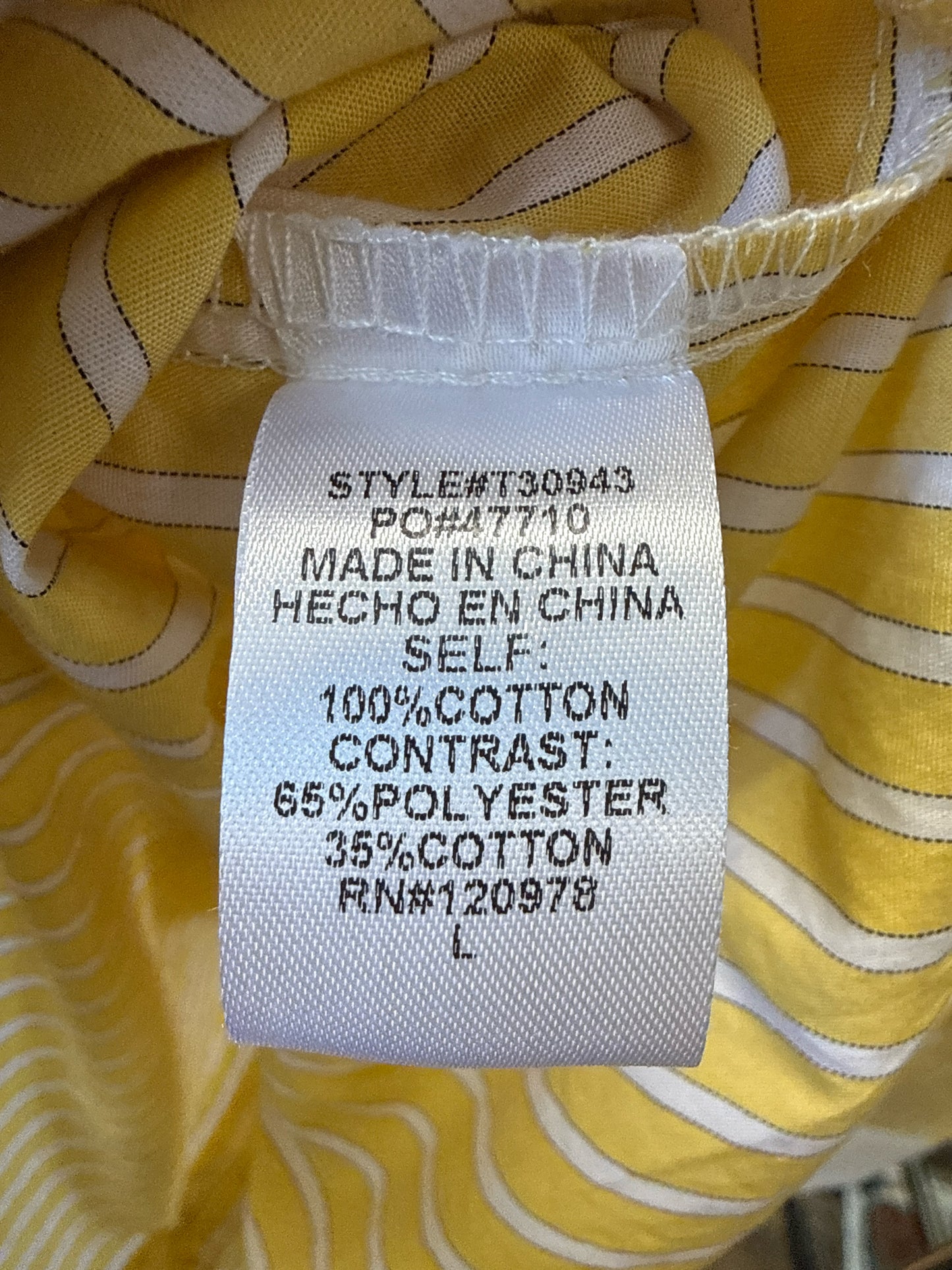 entro Size L Yellow Top
