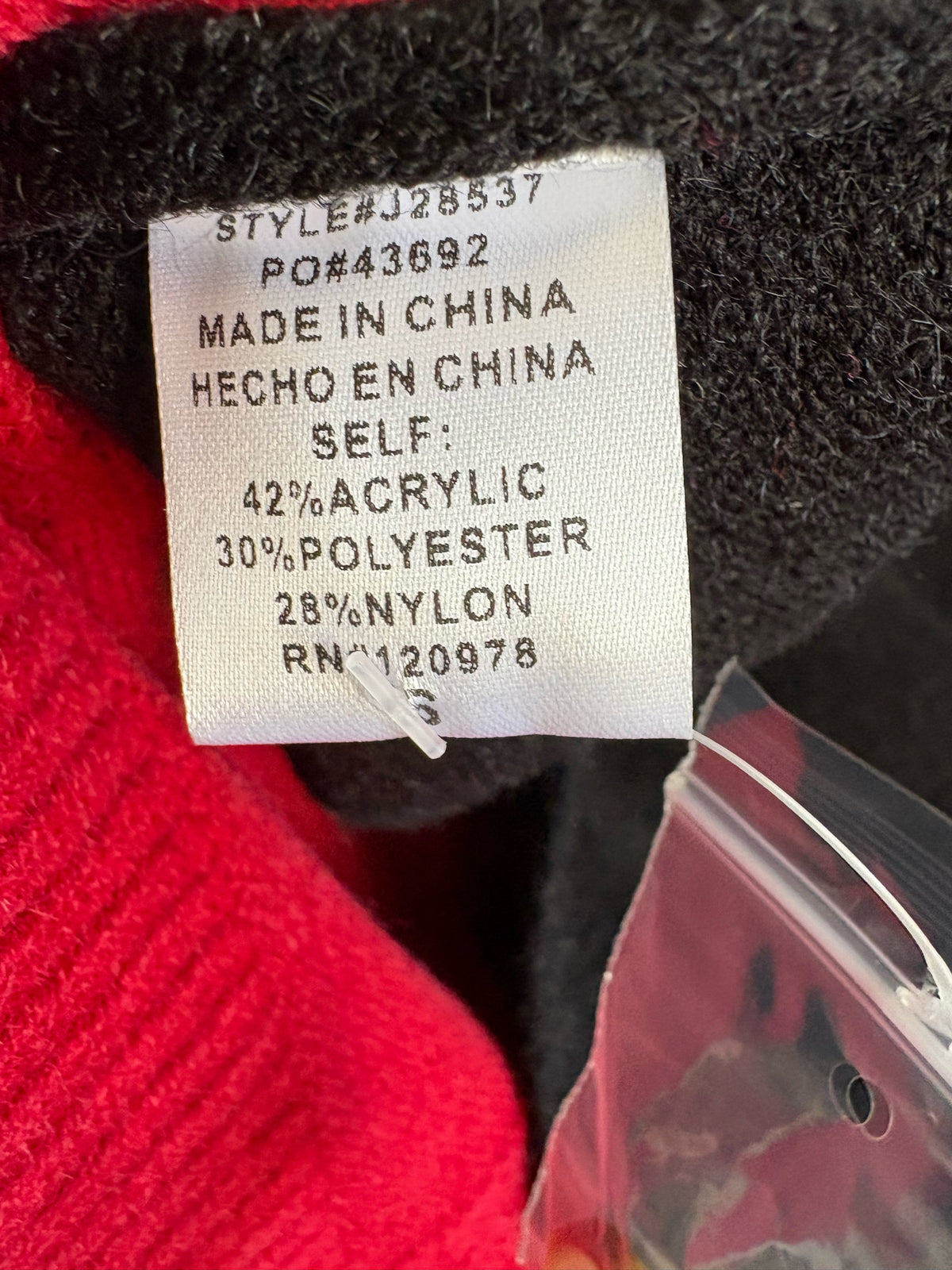 entro Size L Black/Red Sweater
