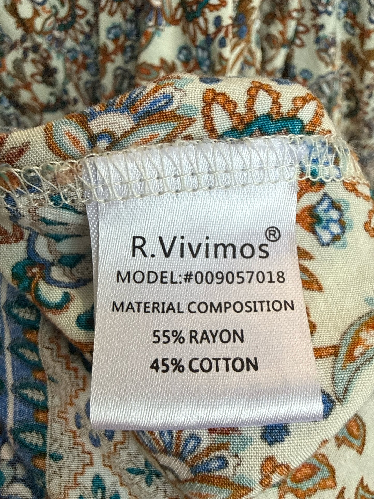 R. Vivimos Size XL Cream/Orange Dress
