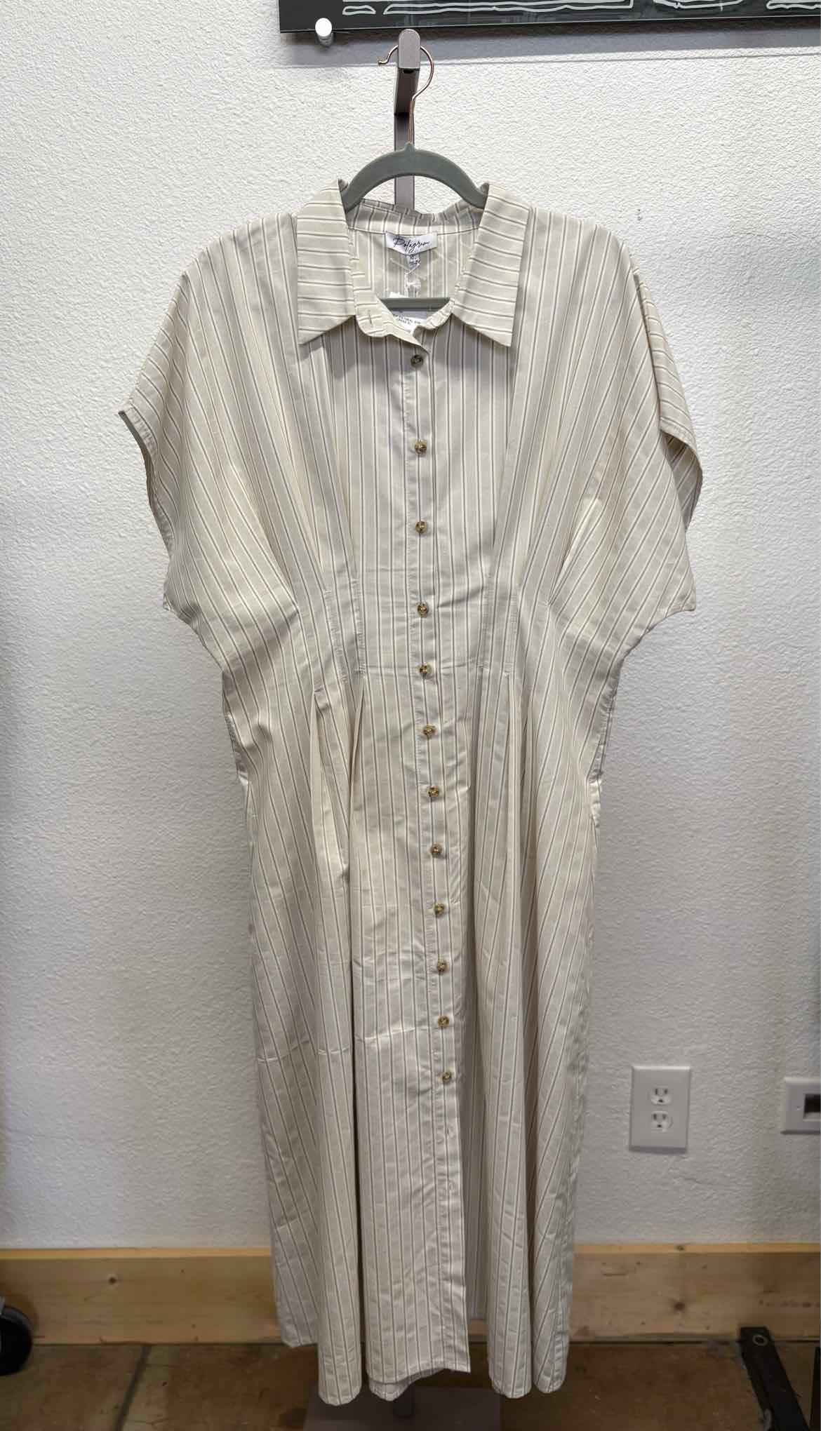 Polagram Size XL Cream/Brown Stripe Dress
