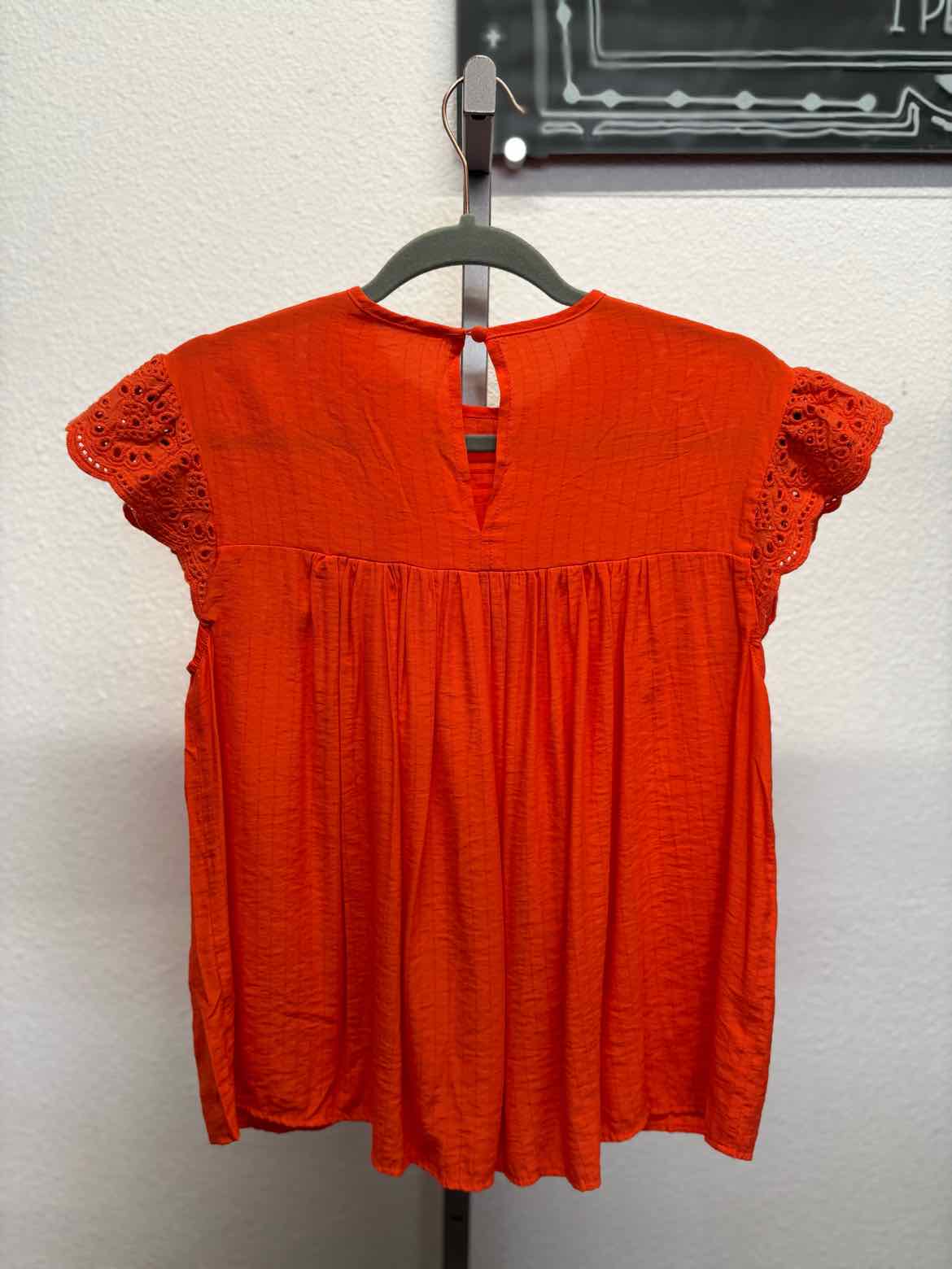 ellison Size S Orange-Red Eyelet Top
