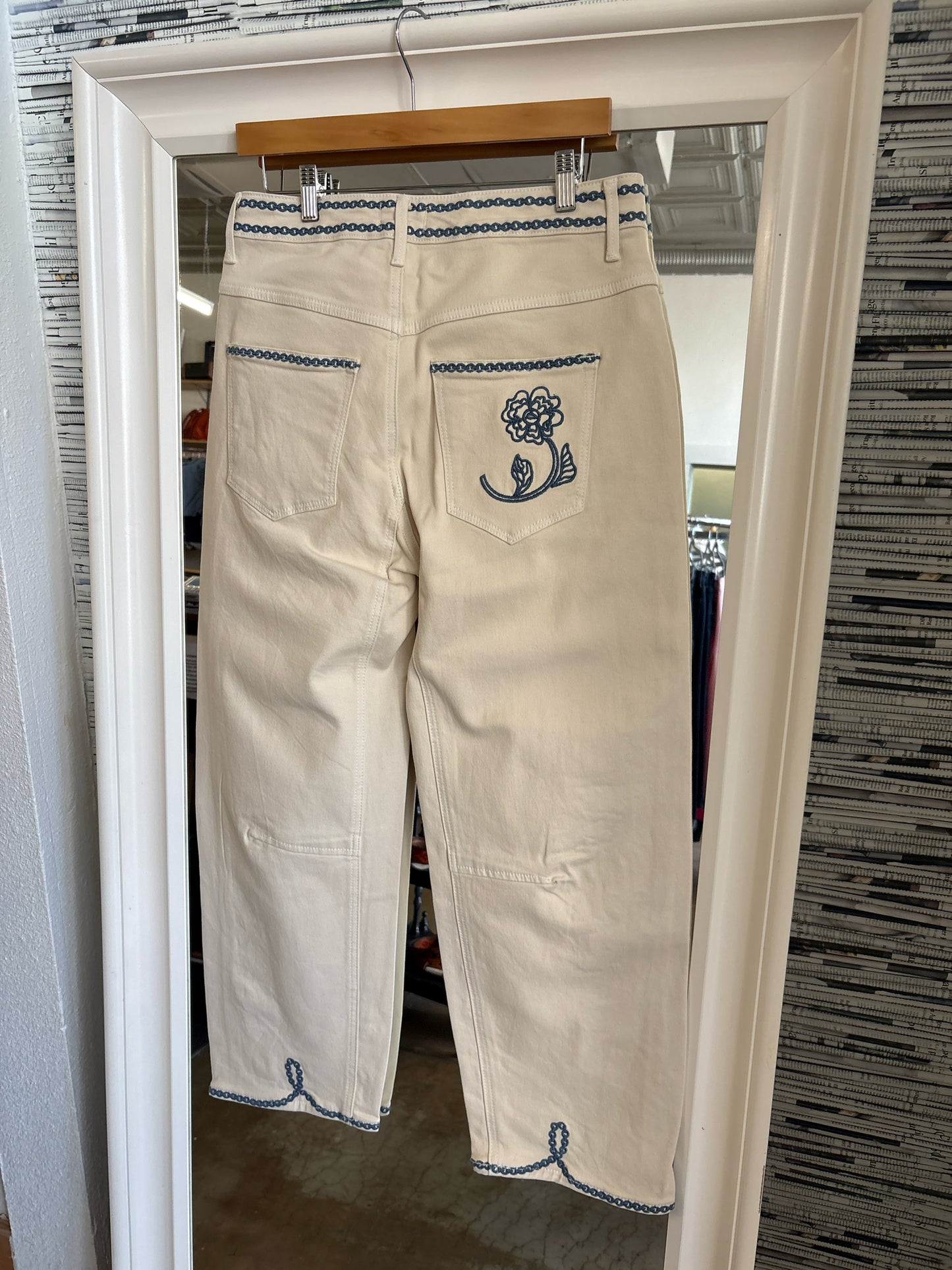 Driftwood Size 26 Cream + Blue Pants