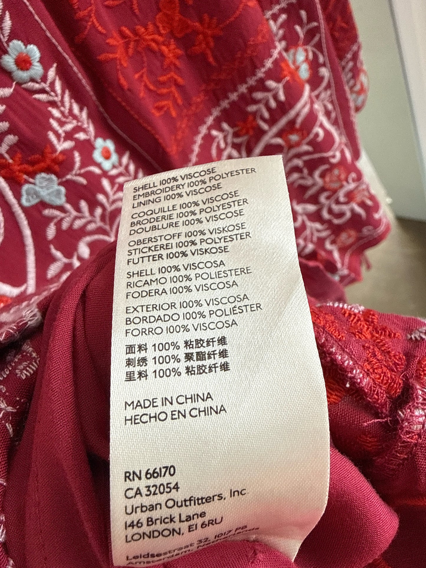 Anthropologie Size 12 Red Embroidered Skirt