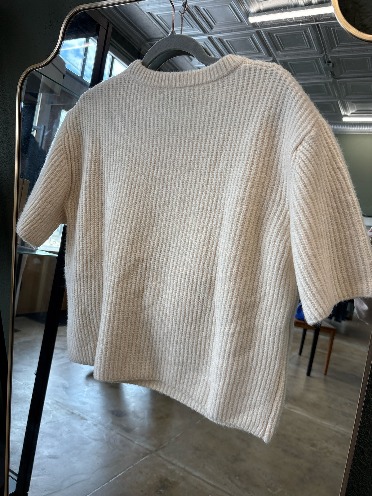 ZARA Size L Cream Flowers Sweater