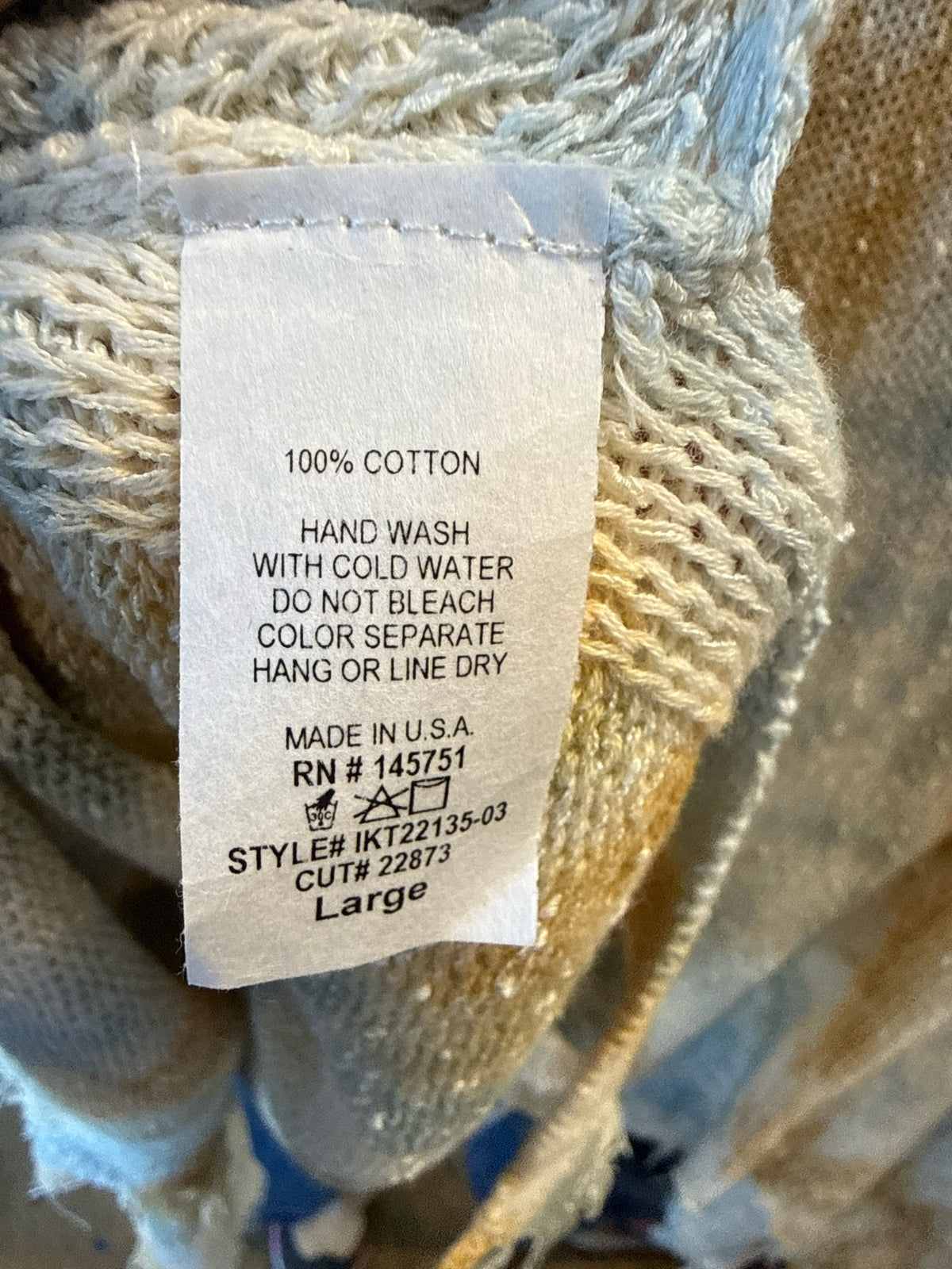 peach love Size L Teal/Cream Sweater