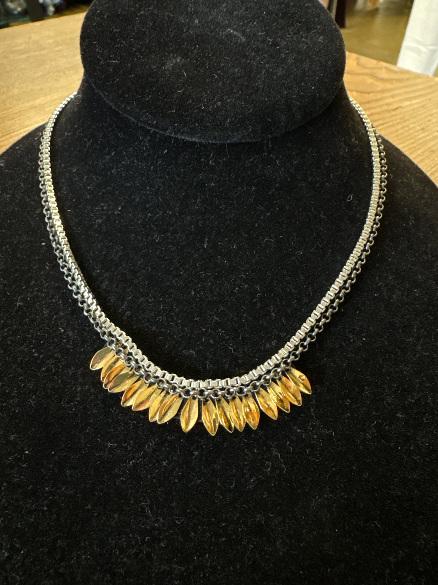 Stella & Dot White/Gold Leaves Necklace