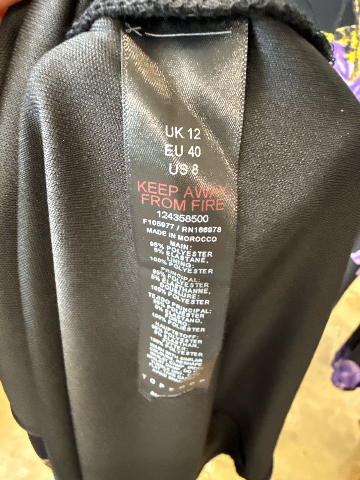 topshop Size 8 Black/Purple Dress