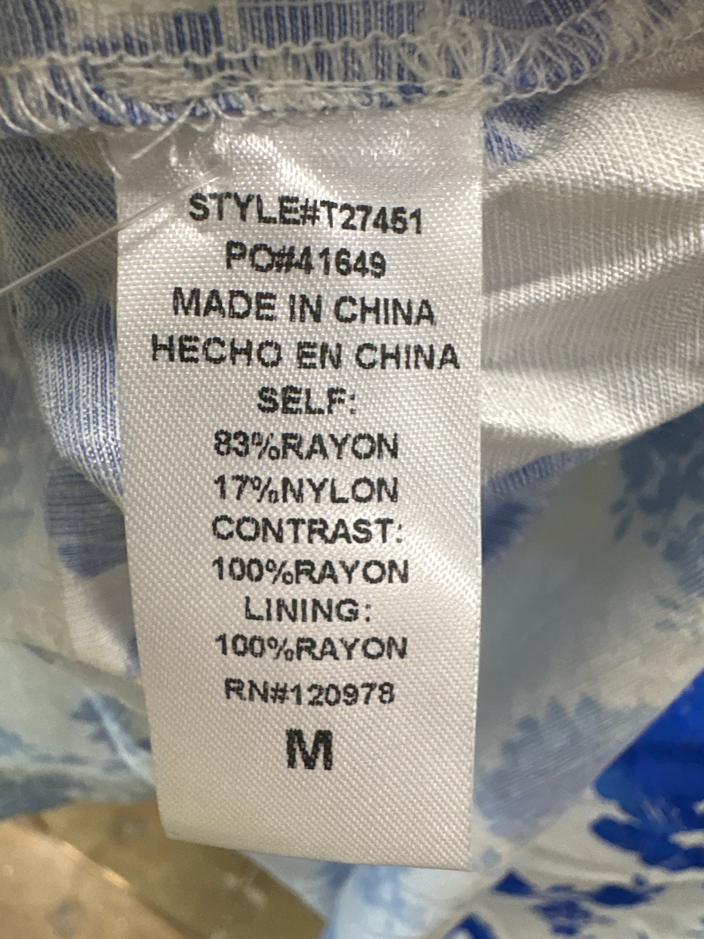 entro Size M Blue/Cream Top