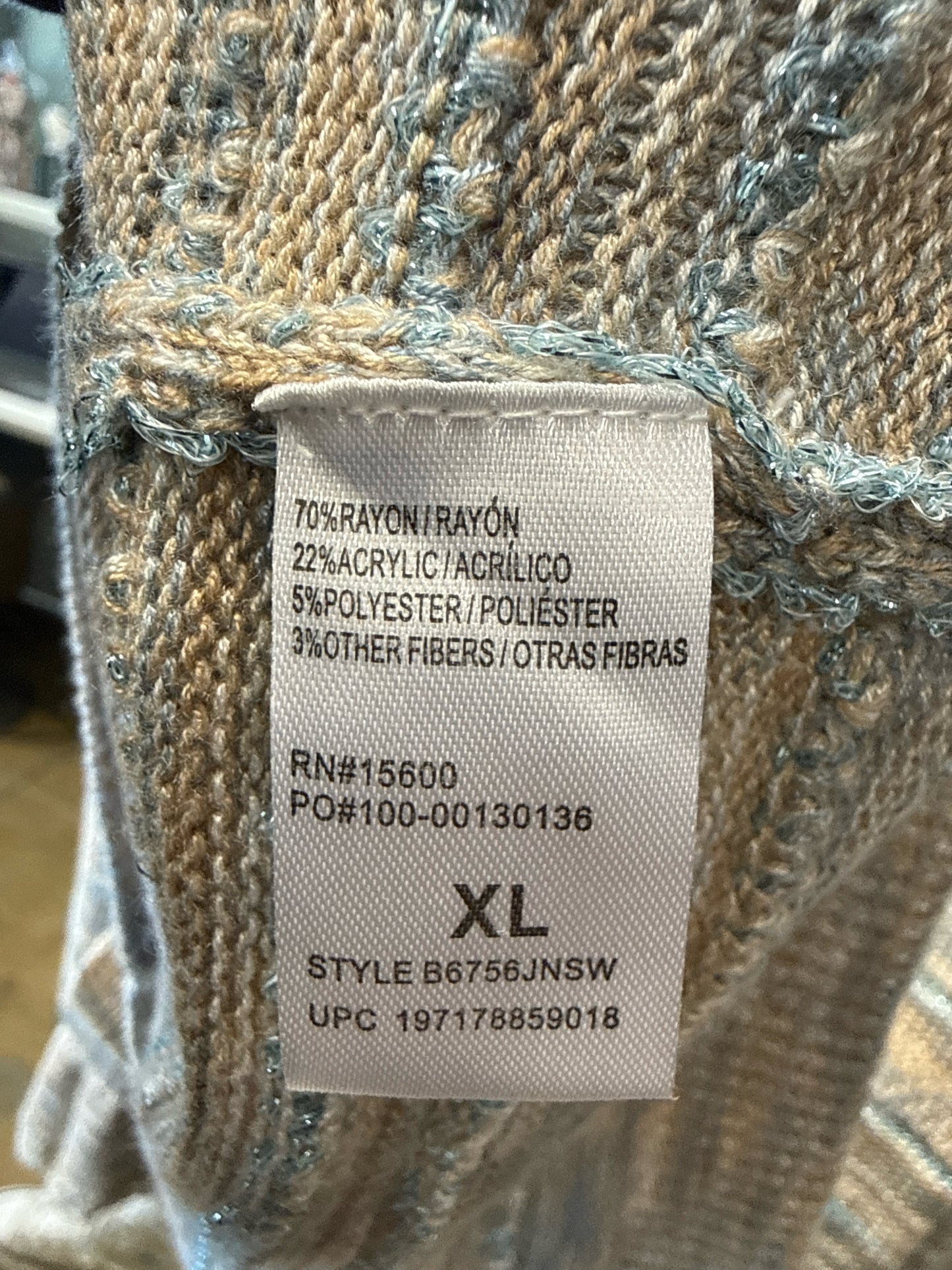 Democracy Size XL Tan/Blue Sweater