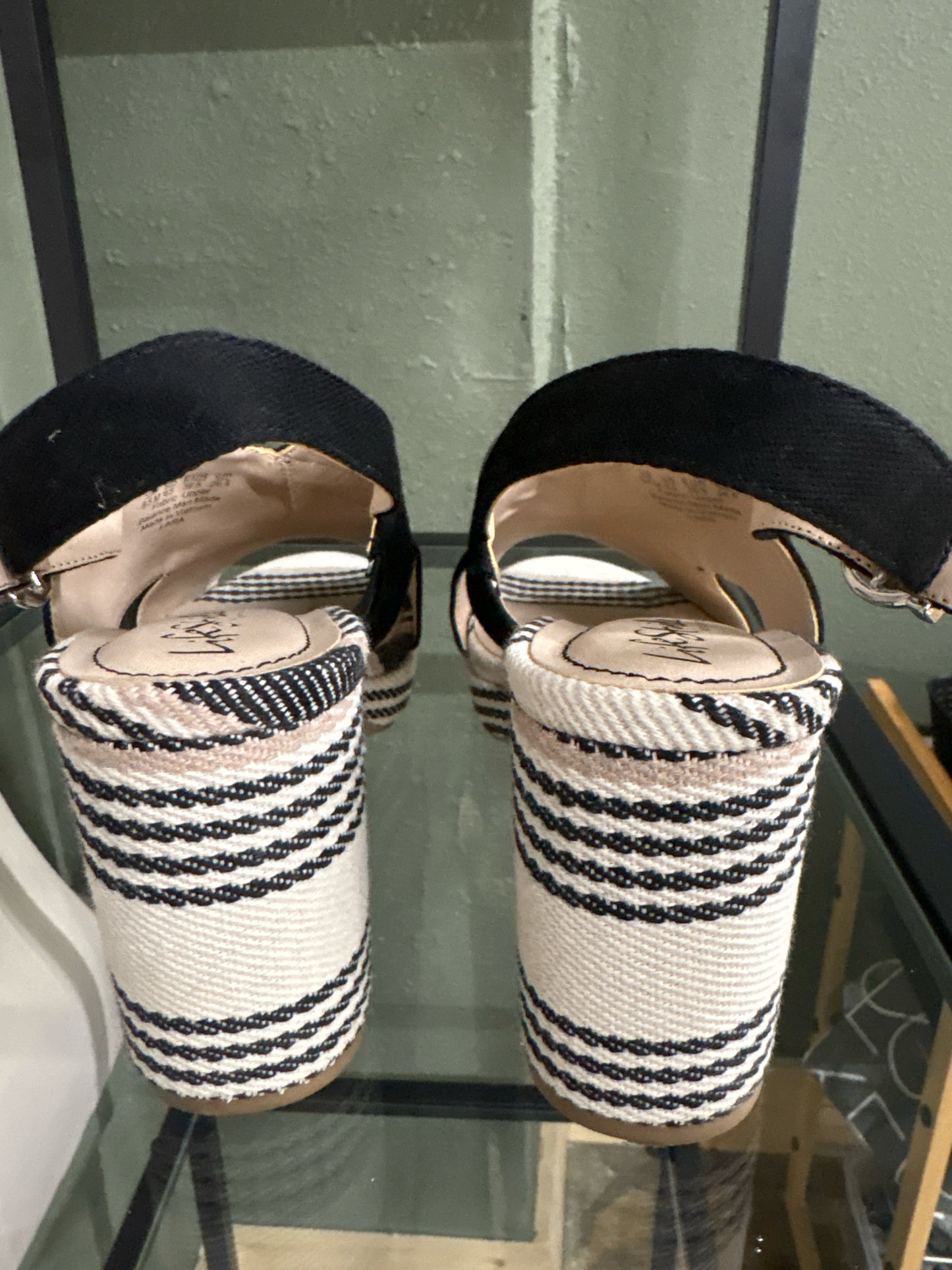 Life Stride Shoe Size 9.5 Black/White Stripe Heels