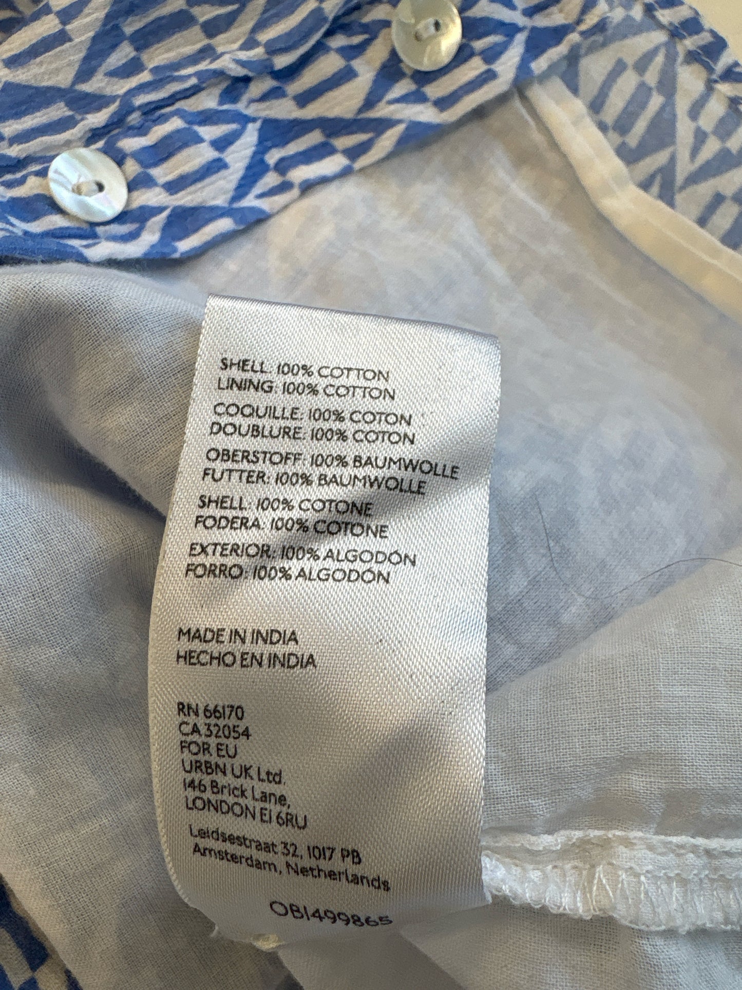 free people Size L Blue/White Geometric Dress