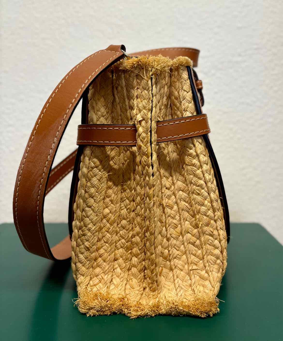 Loewe Cream/Brown Straw Bag