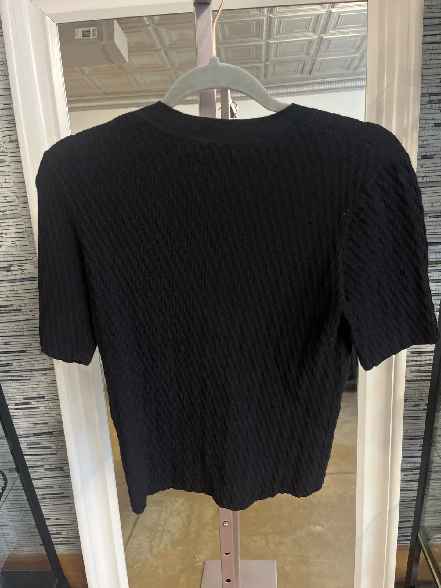 Rag & Bone Size L Black Cable Knit Top