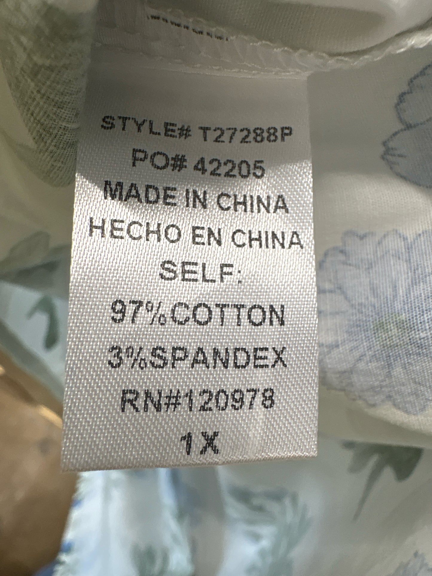 entro Size 1X Blue/Green Top