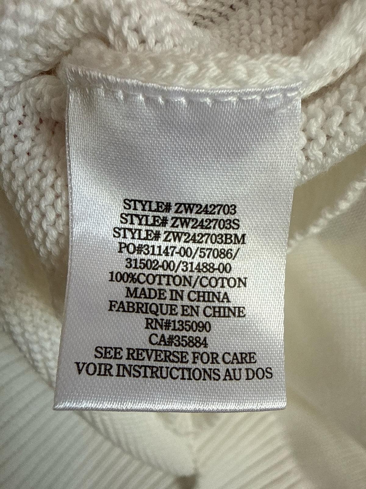 z supply Size S White/Black Sweater