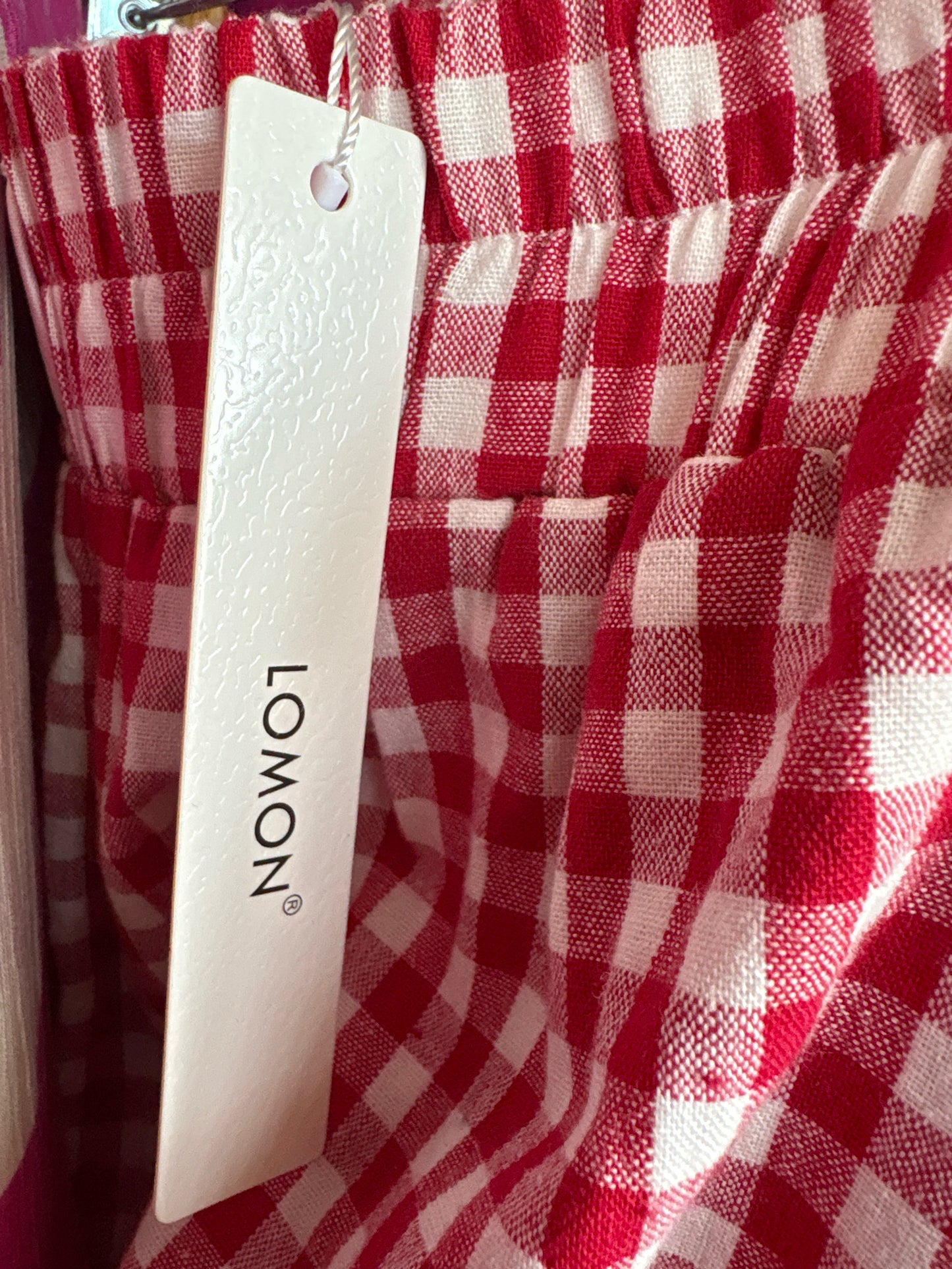 Lomon Size S Red & White Checkered Pants