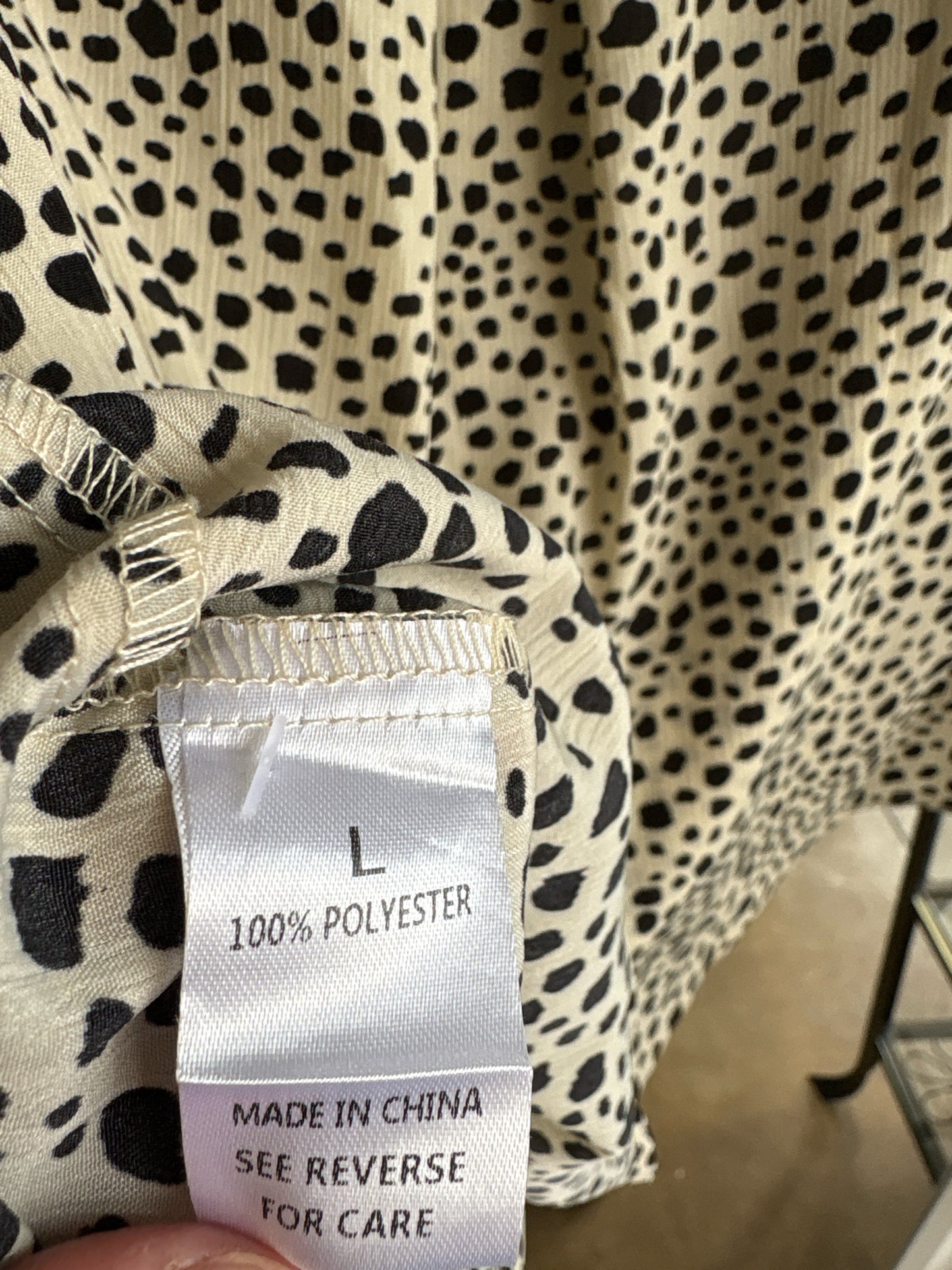 Wishlist Apparel Size L Cream/Black Animal Print Top