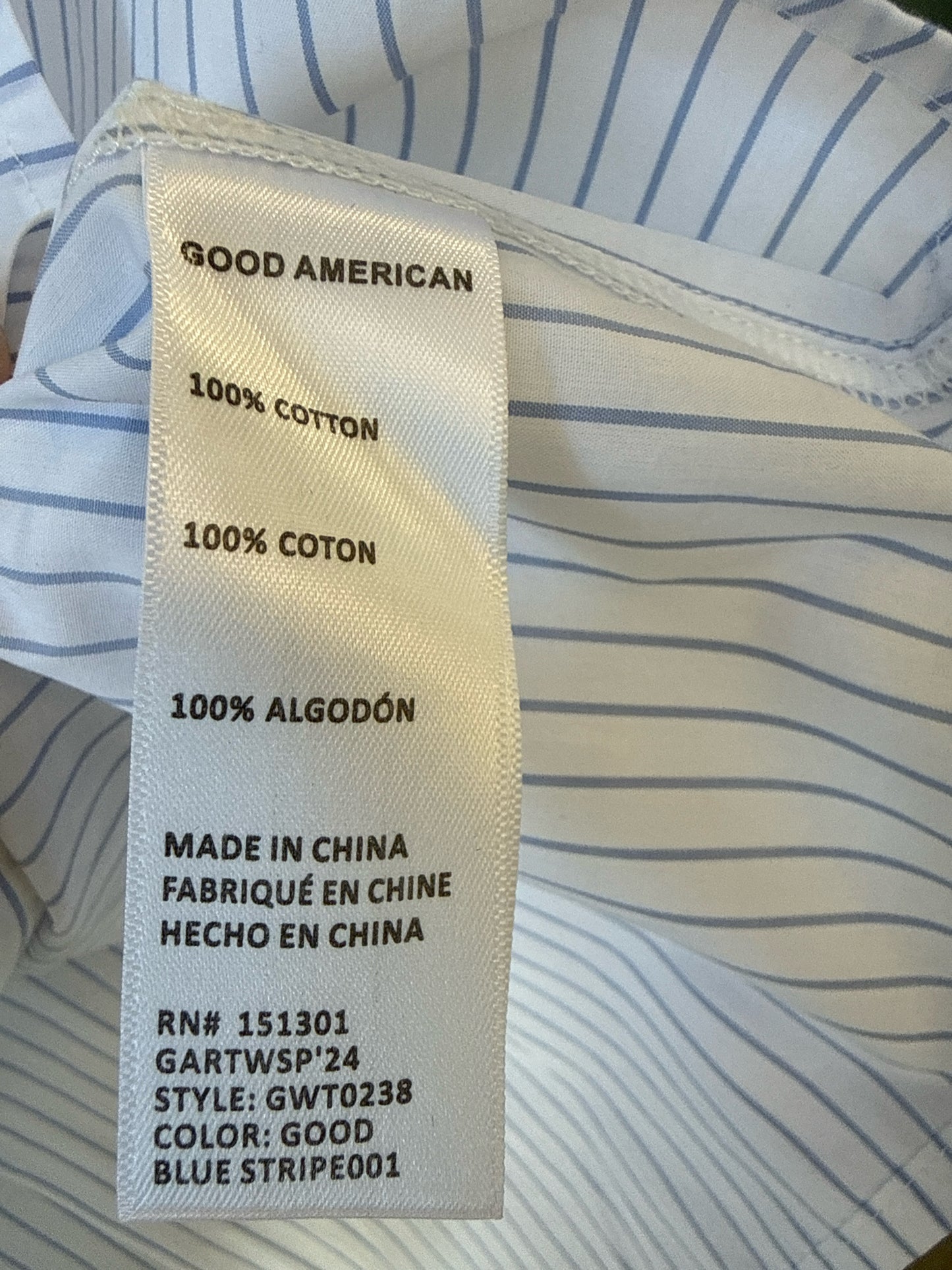 GOOD AMERICAN Size M Blue/White Top