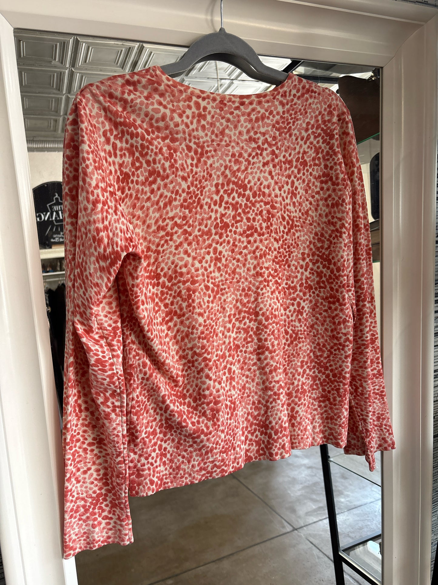 Charter Club Size M Orange/Cream Dots Cardigan
