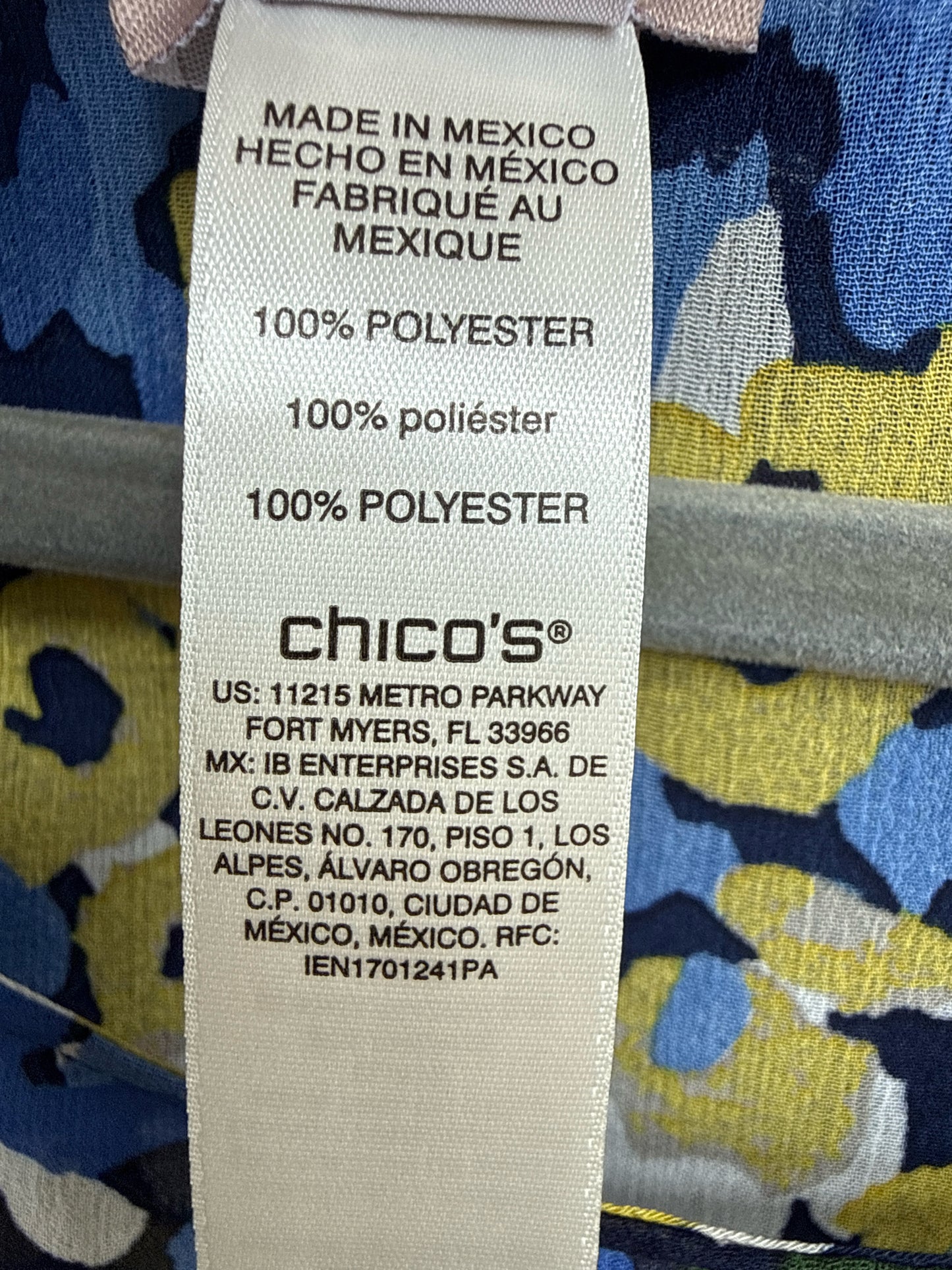 CHICO'S Size S/M Blue/Yellow Top
