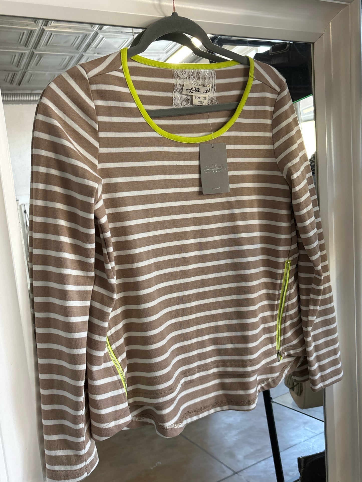 Anthropologie Size XS Brown/Multi Stripe Top