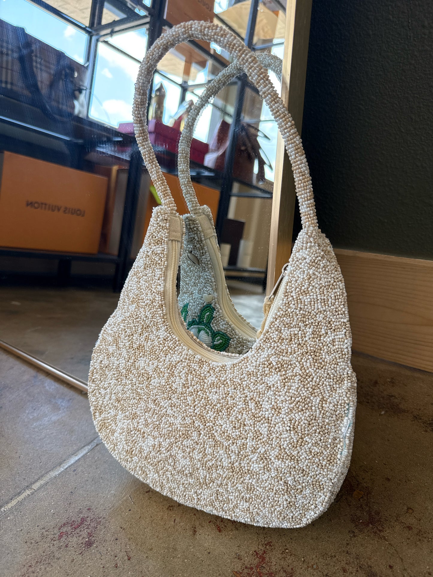 Cream/Green Purse