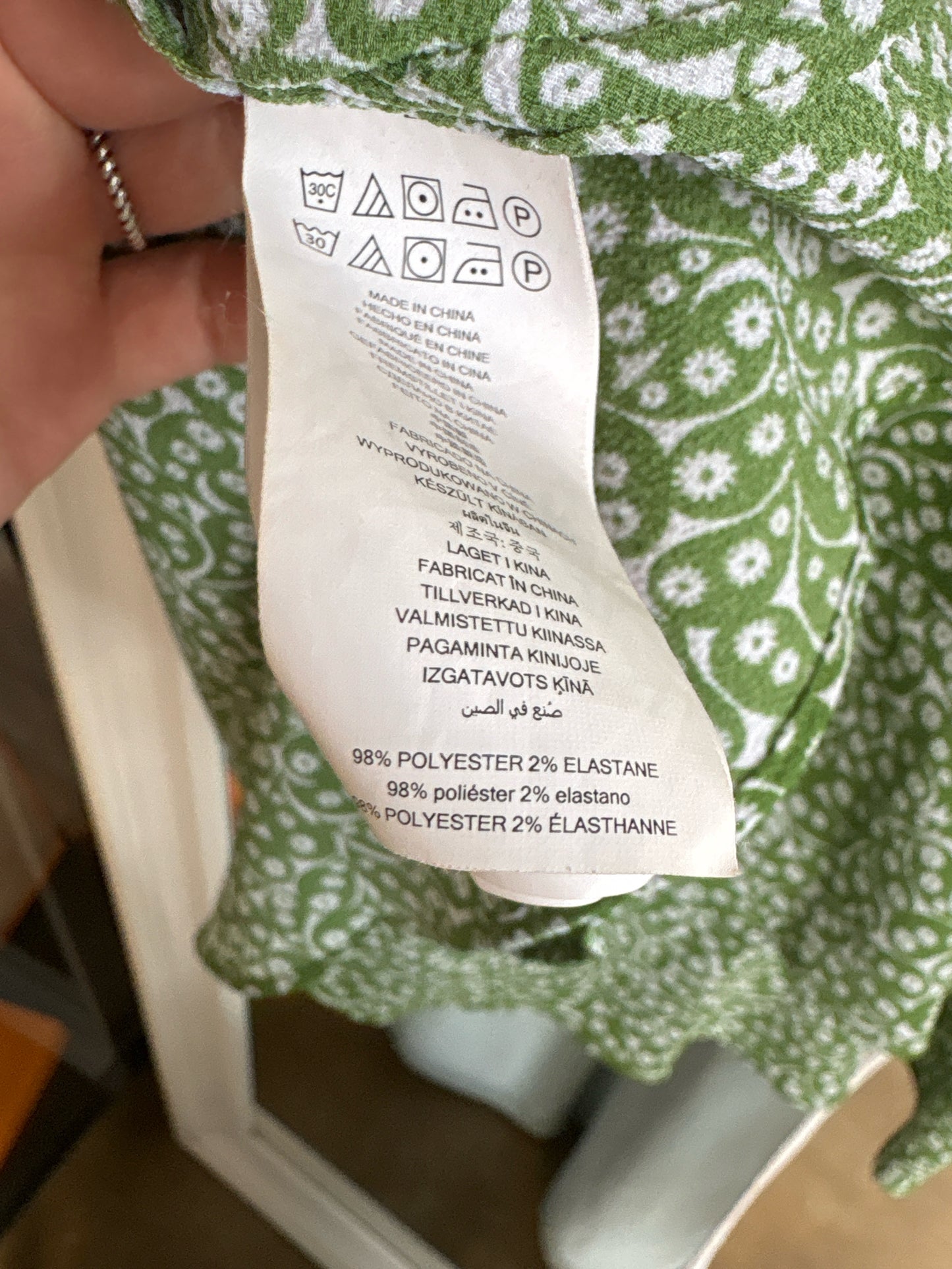 MICHAEL KORS Size XS Green/White Paisley Top