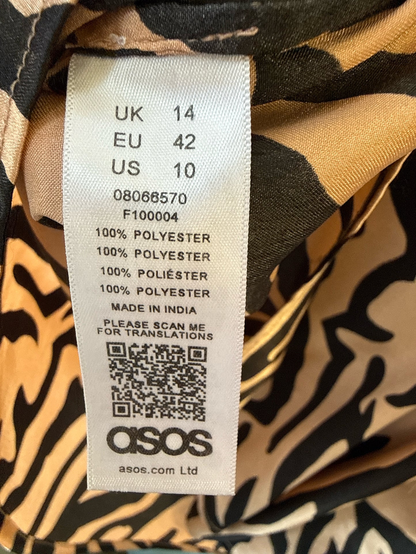 Asos Size 10 Zebra Top