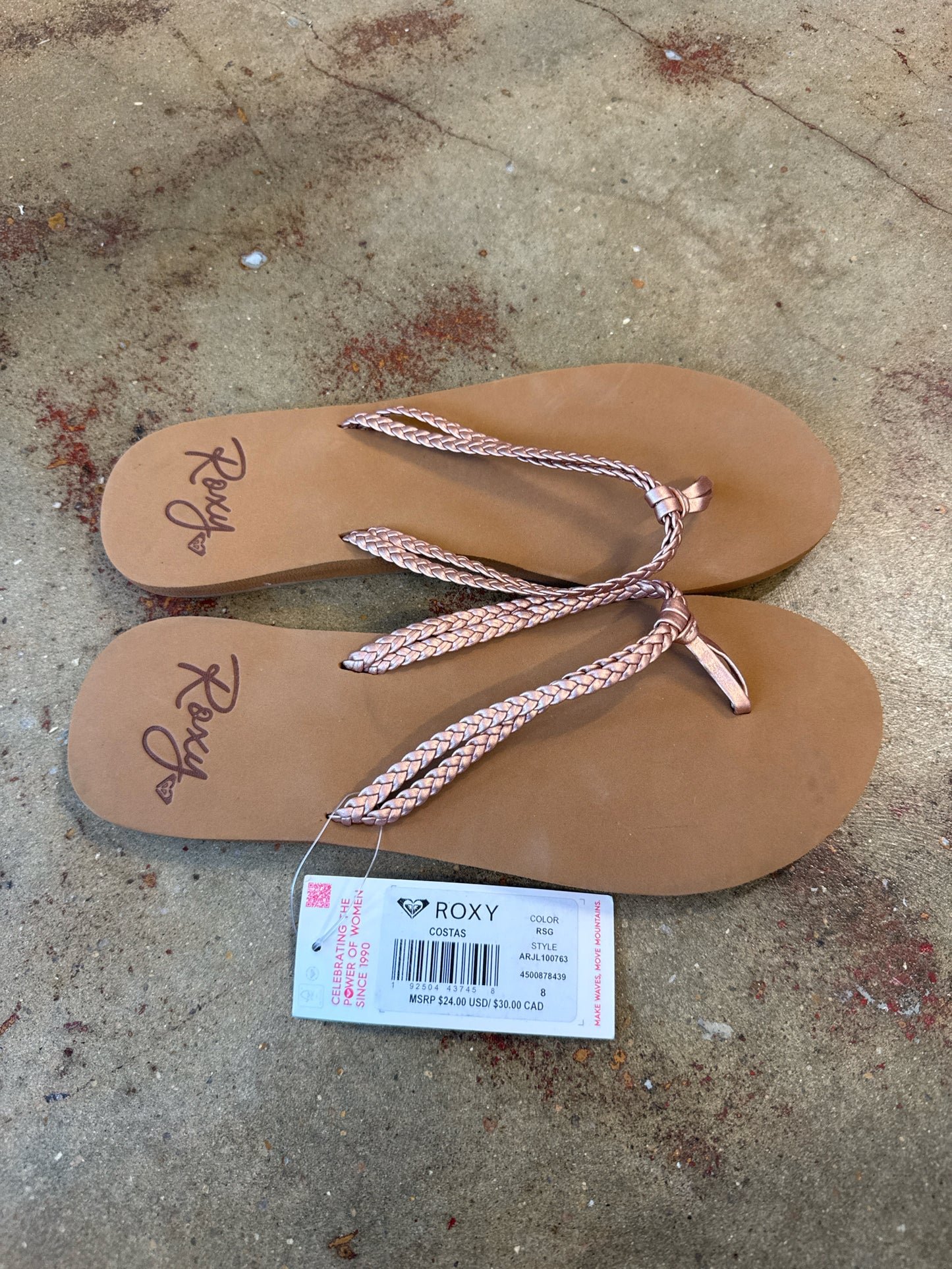 Roxy Shoe Size 8 Tan Flip Flops