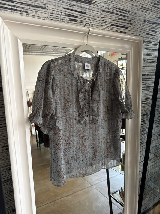 Cabi Size M Gray/Brown Snake Top