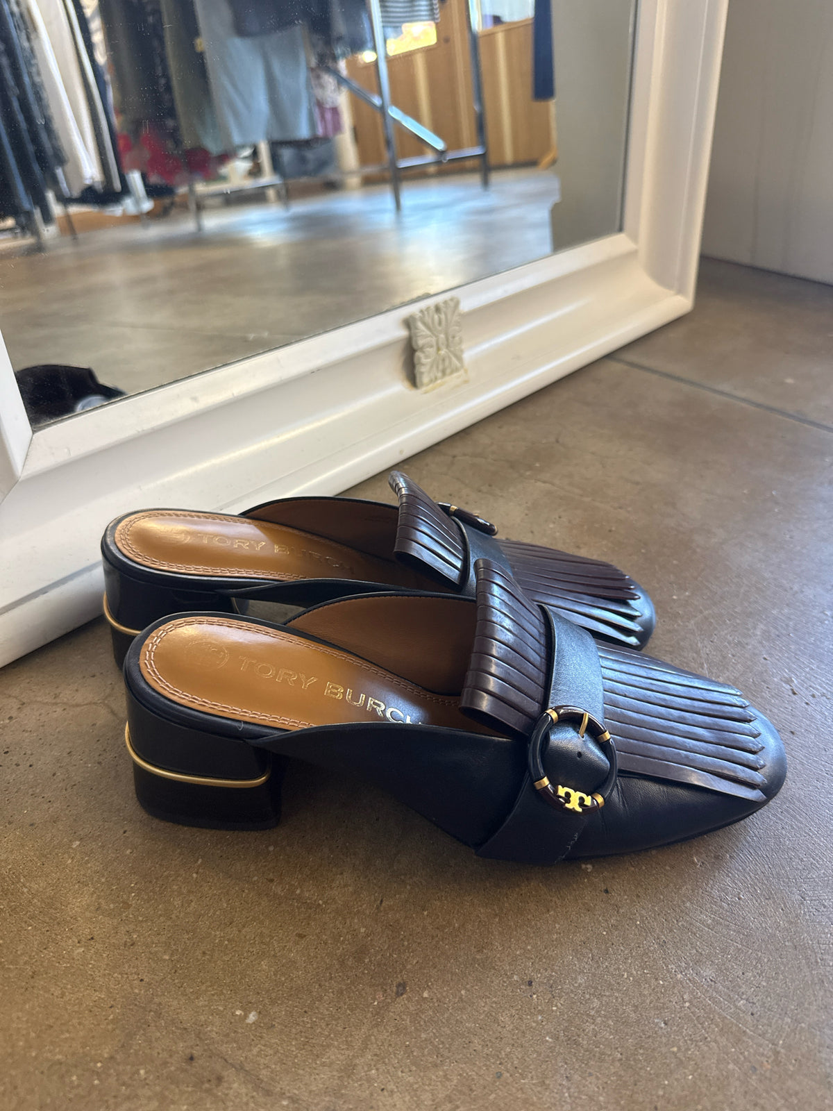 Tory Burch Shoe Size 8.5 Blue/Brown Wedge