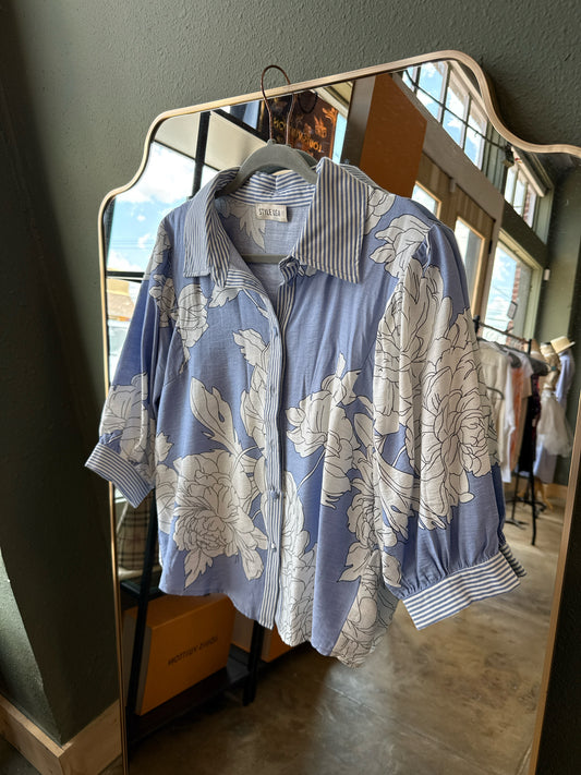 Style USA Size S Blue/White Top