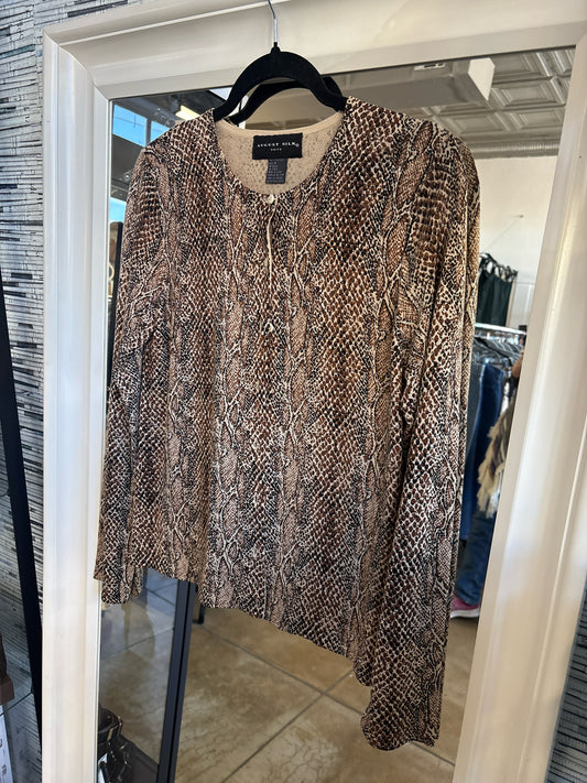 August Silk Size M Tan/Brwn Snakeskin Cardigan