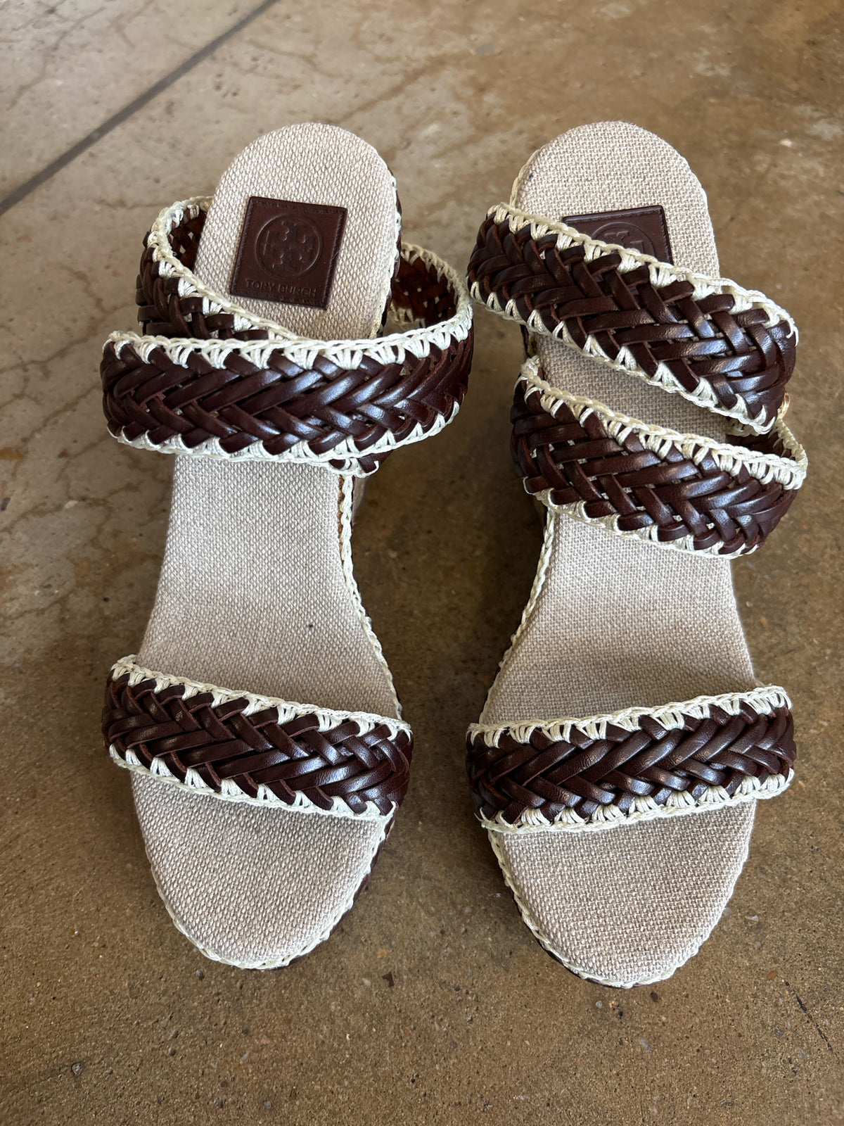 Tory Burch Shoe Size 38.5 brown & cream Wedge