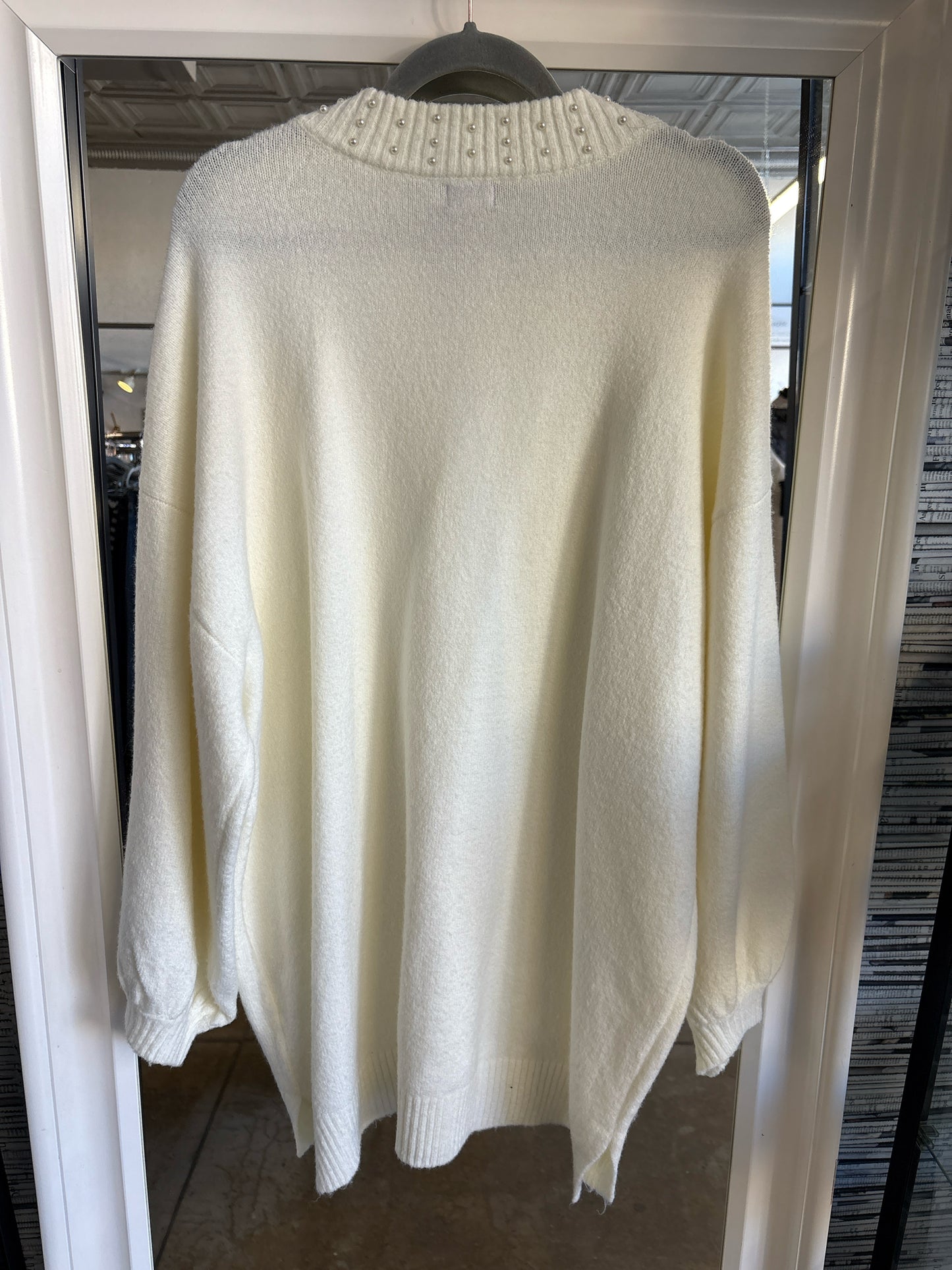 Mi Ami Size L Cream Pearls Dress