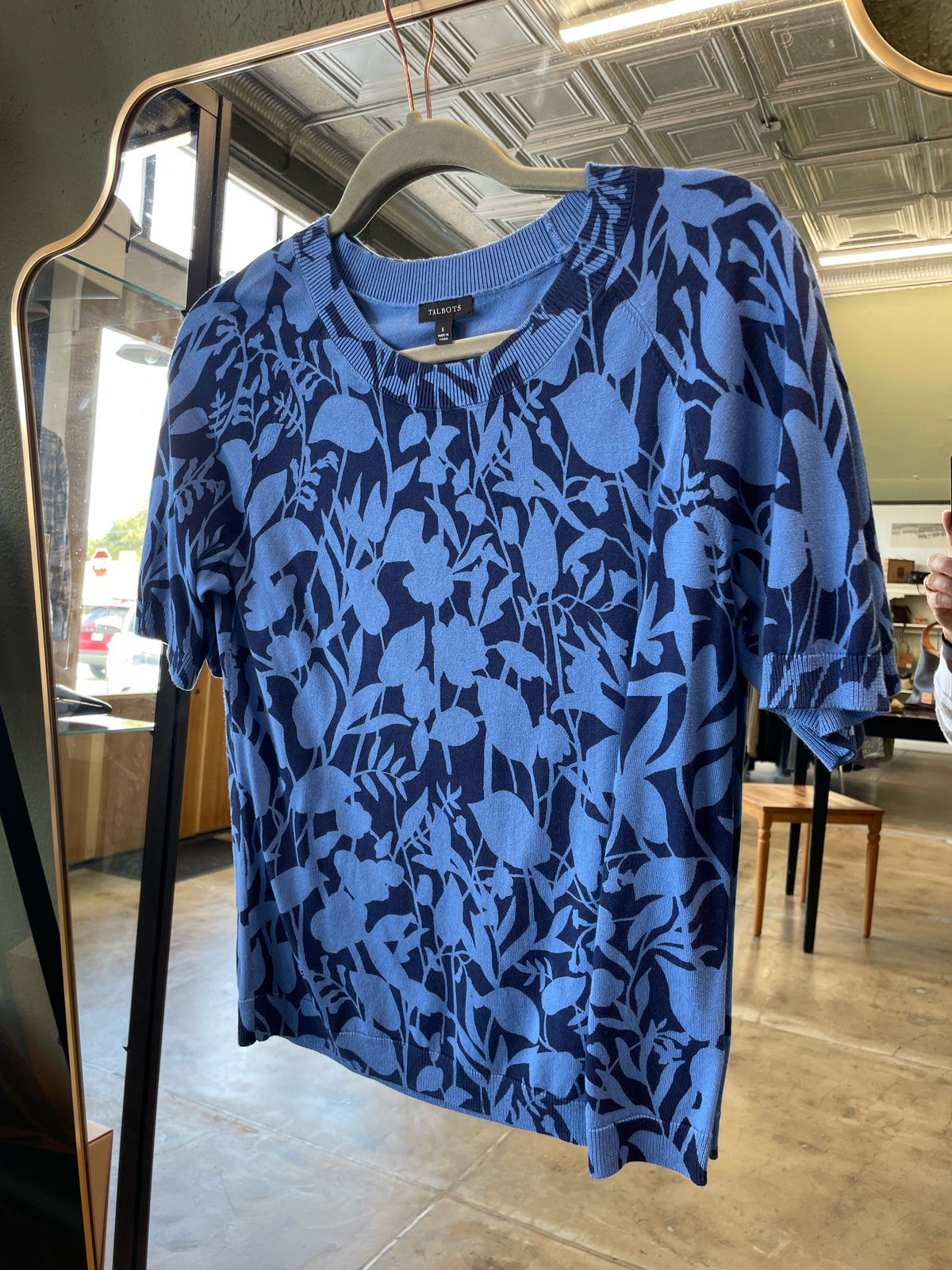 TALBOTS Size S Blue Print Top