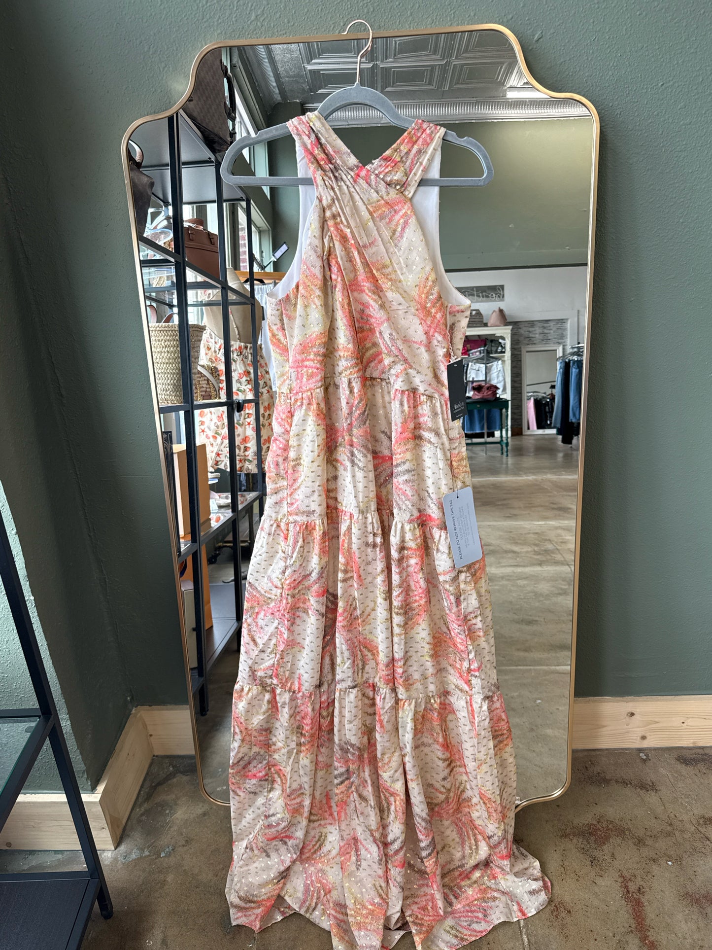 Aidan Size 12 Orange/Tan Dress